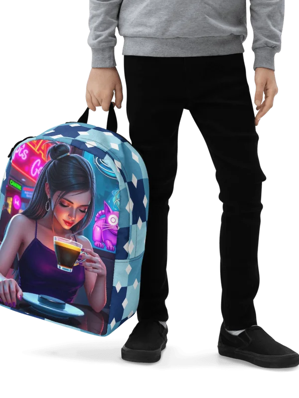 Minimalist Backpack-Neon Dreams: Coffee & Cutie Backpack product image (2)