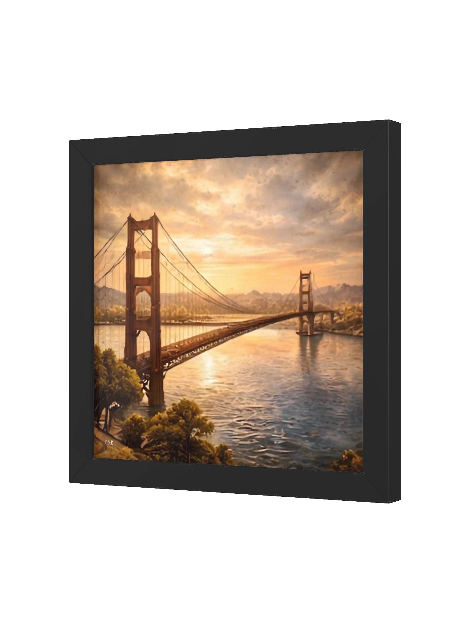 Golden Gate Sunset: San Francisco in Gold Vibrant Ayous Wood Framed Matte Poster product image (17)