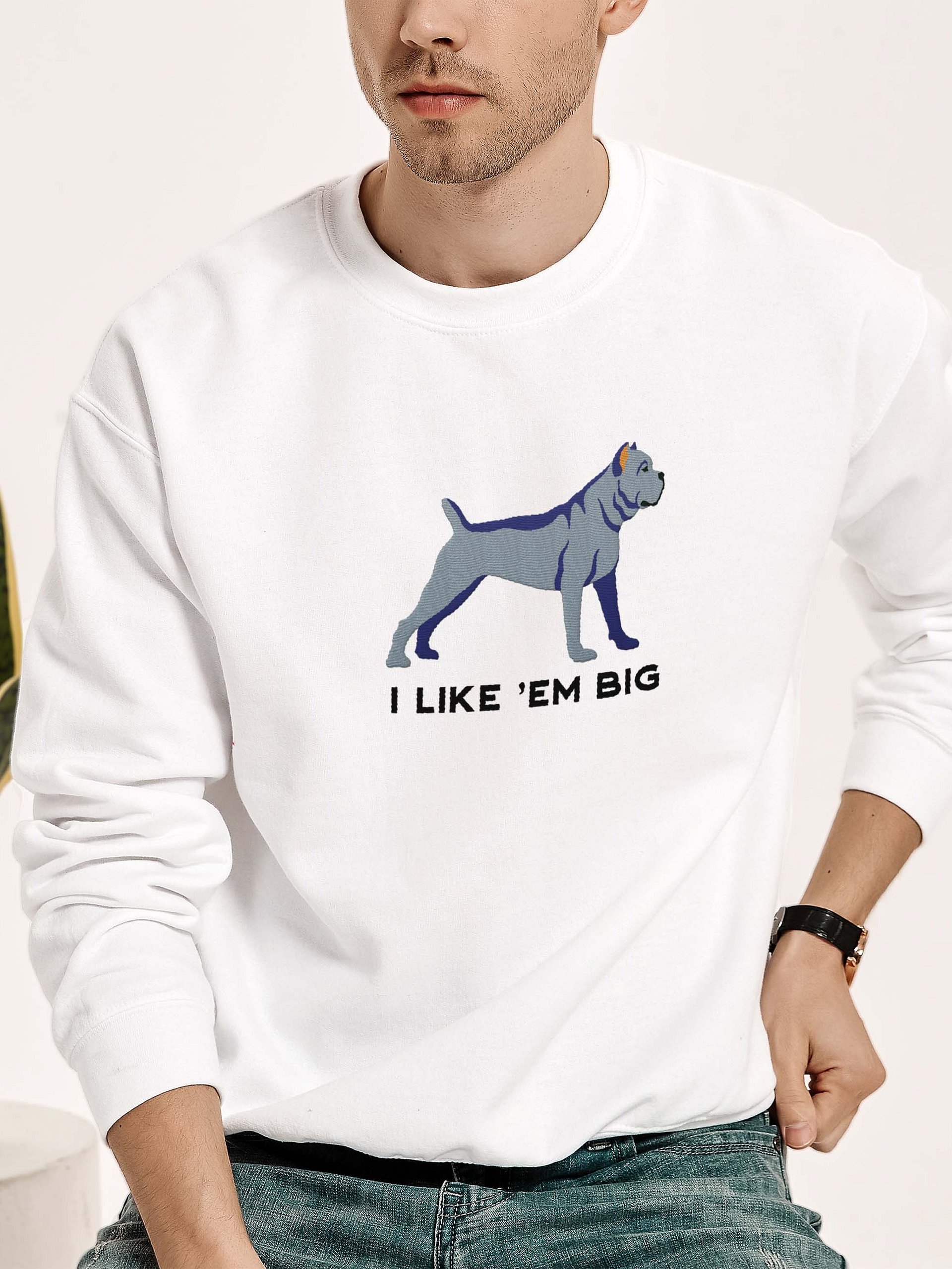 I Like 'Em Big Sweatshirt (Embroidered) of a Cane Corso(Blue) product image (2)