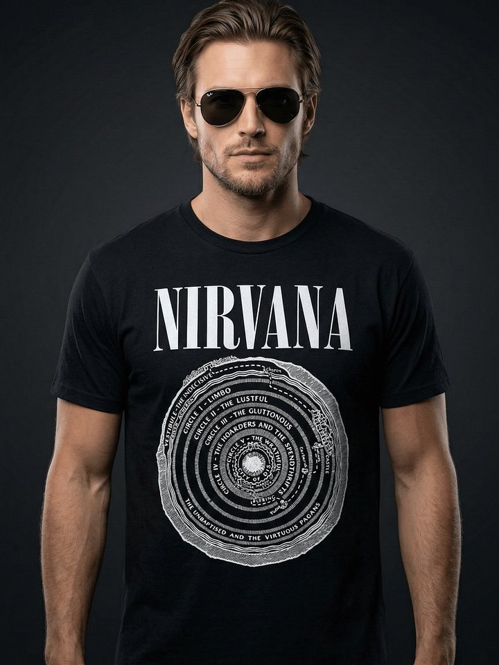 Nirvana Dante's Inferno T-Shirt | Circles of Hell Graphic Tee | Vintage Bleach Era Grunge Collector Shirt product image (1)