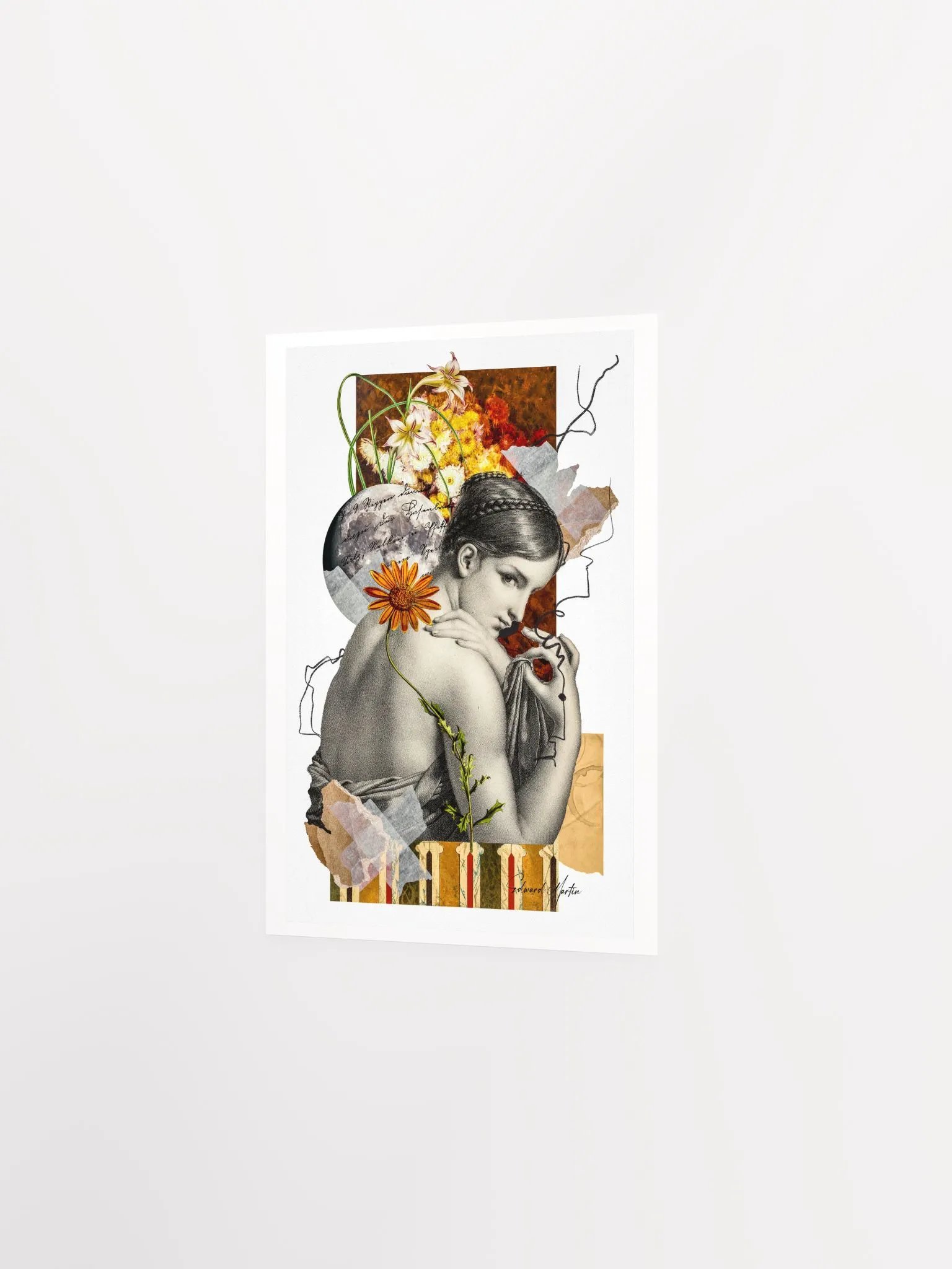 'Lunar Toughts' by Edward Martin-Mixed Media Collage Print product image (3)