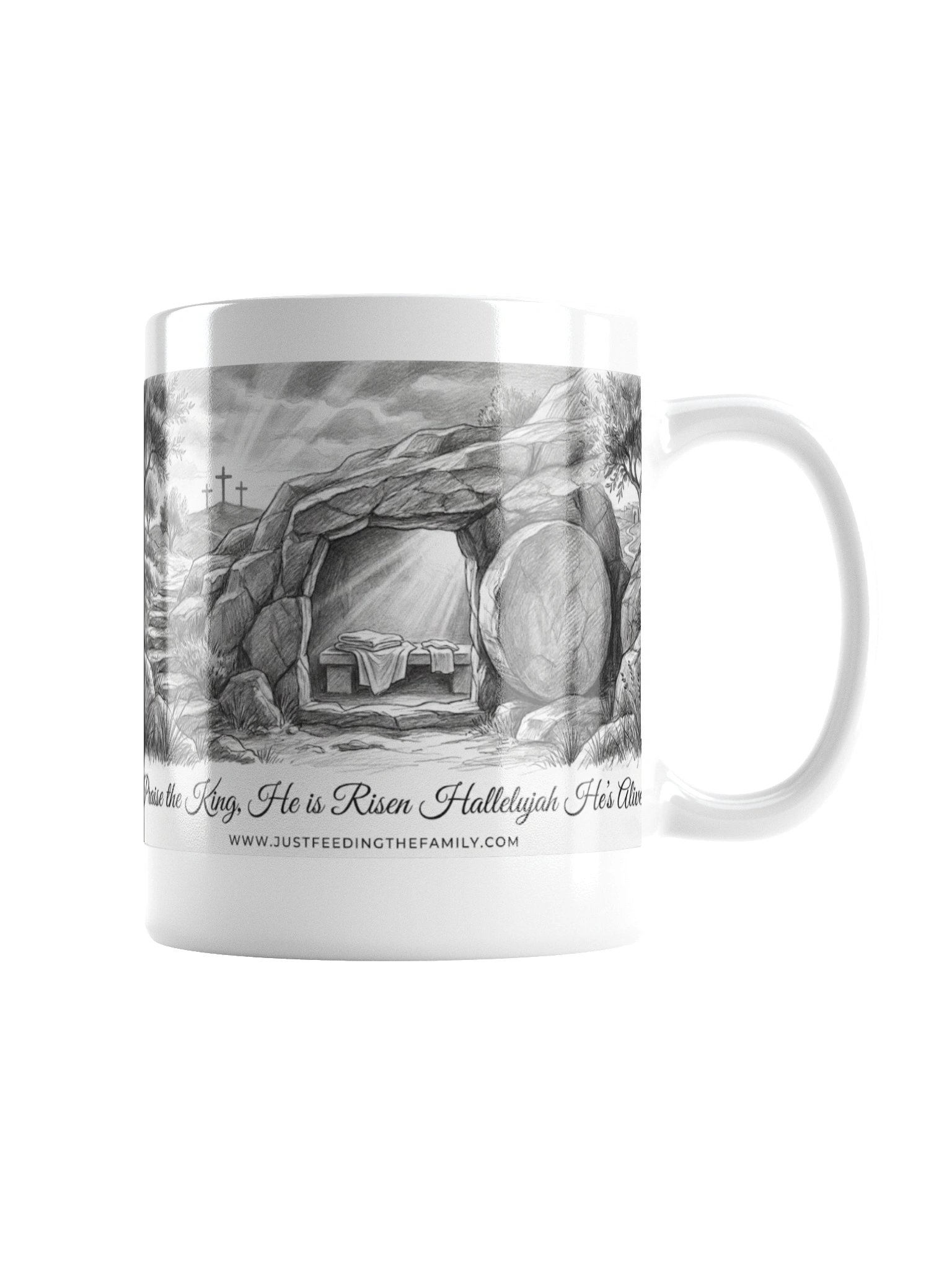 Praise the King "He Is Risen" Mug – Empty Tomb Christian Coffee Cup product image (3)
