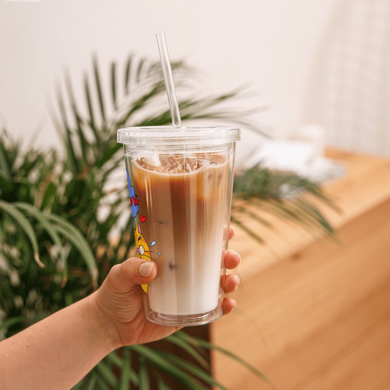 Achoo on You Orange Cat Clear Plastic Tumbler product image (6)