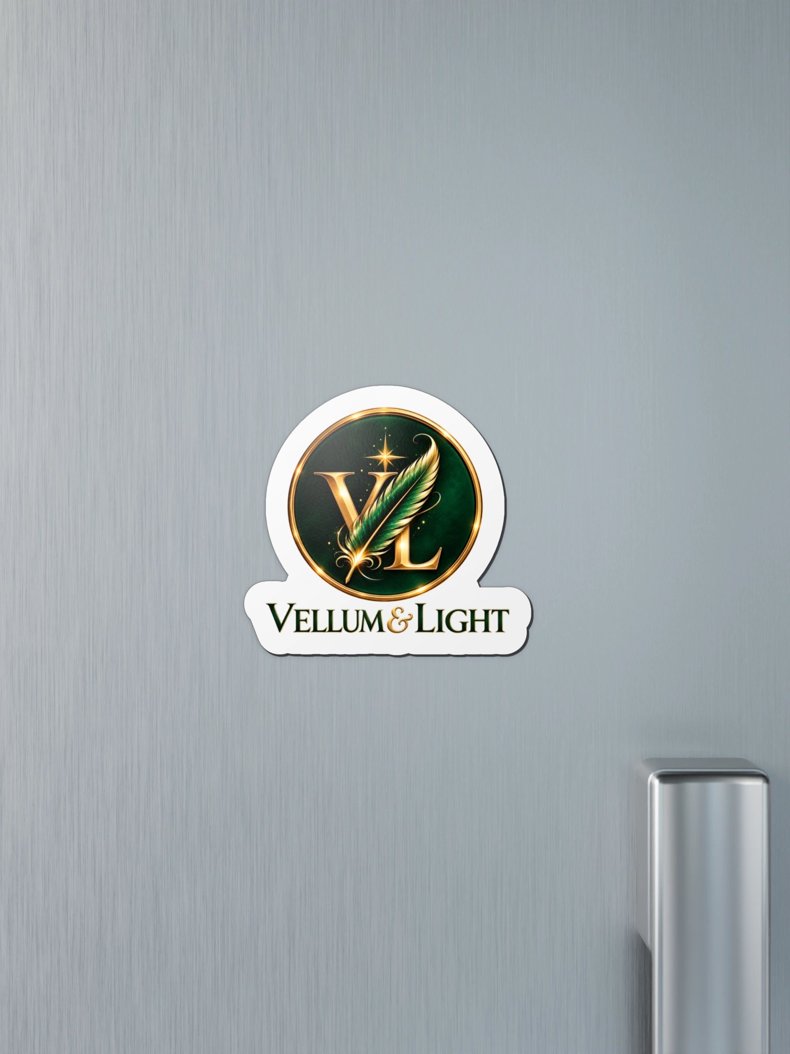 Vellum & Light Gold Emblem Die-Cut Magnet product image (4)