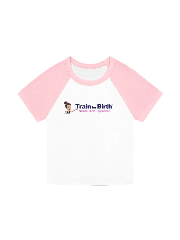 Train for Birth® Bella+Canvas Women's Micro Rib Raglan Pink/White Baby Tee product image (1)