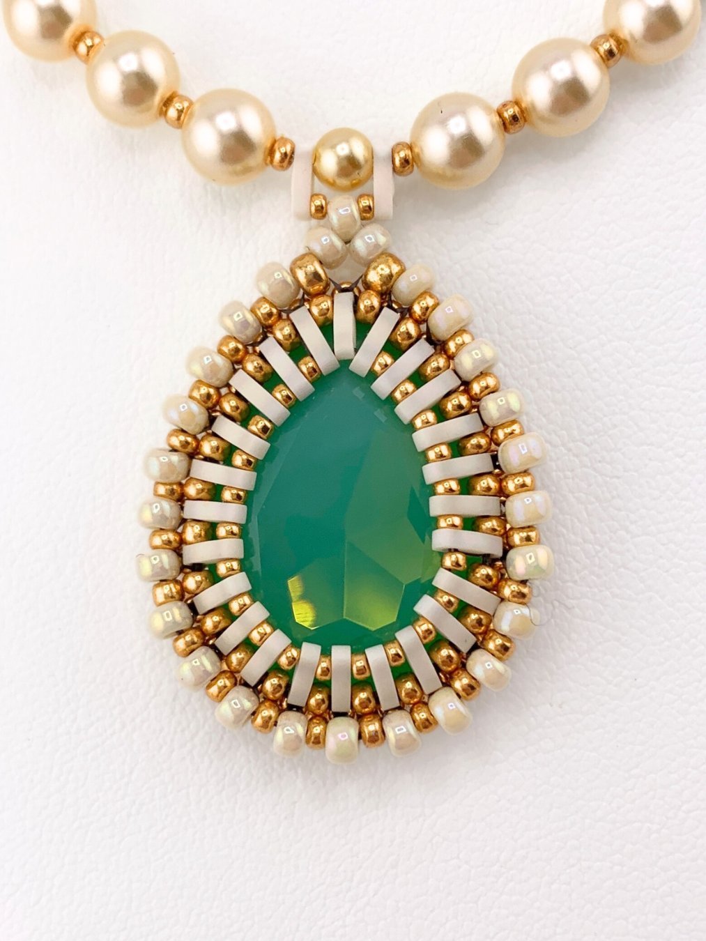 Palermo Crystal Beaded Pendant - Green,Gold product image (5)