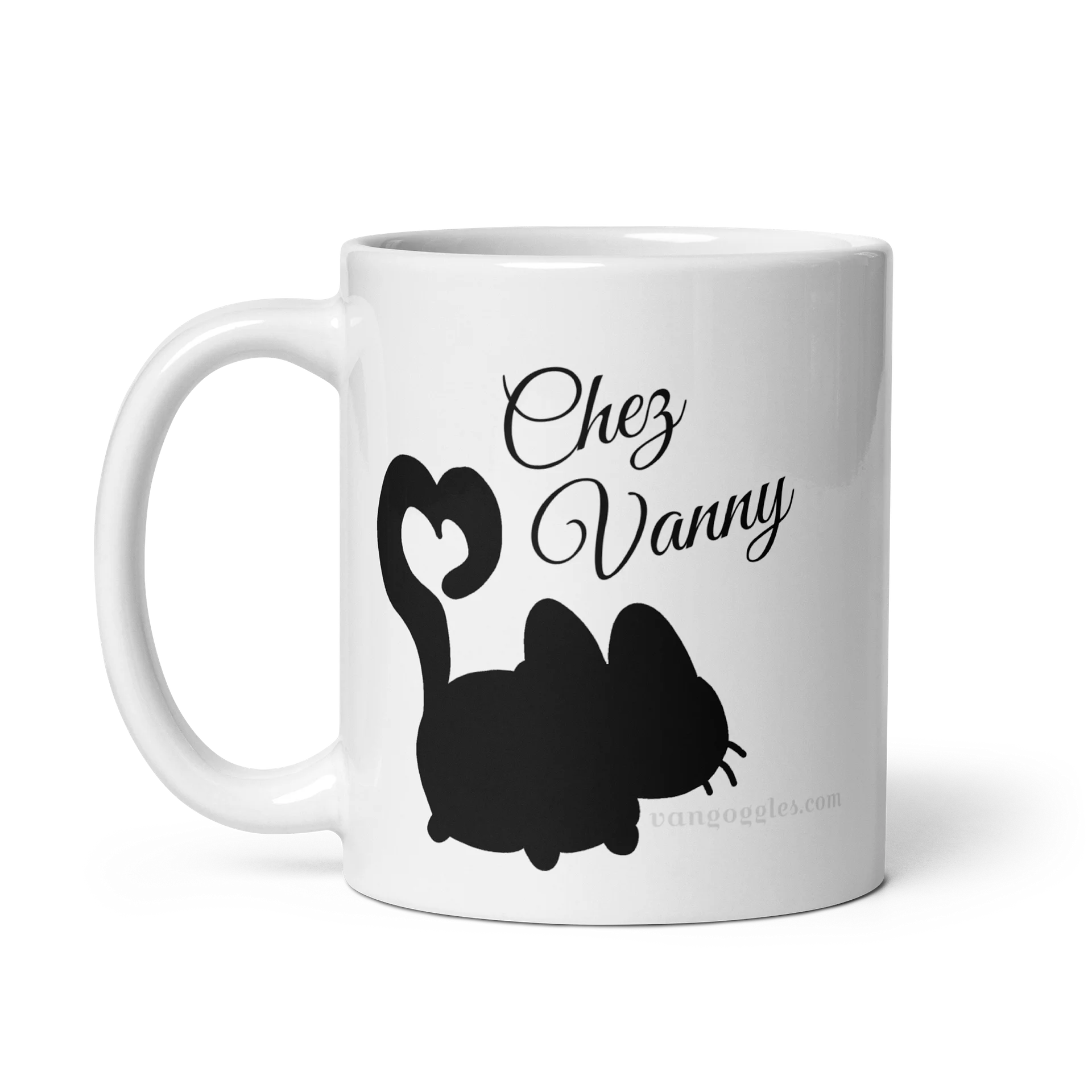 chez vanny logo coffee mug - black on white product image (2)
