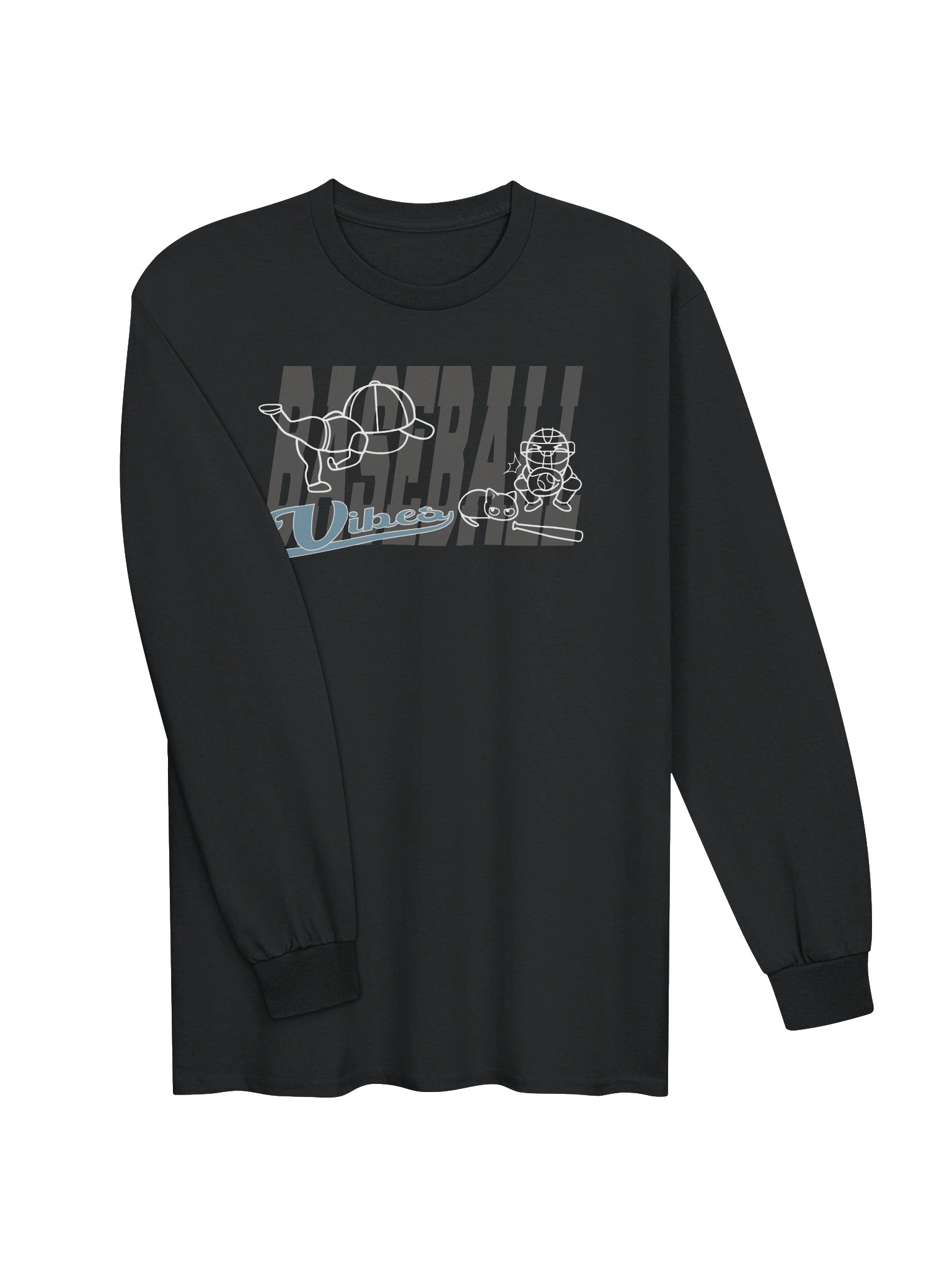 Baseball Cat (Baseball Vibes) - Unisex Adult Long Sleeve T-shirt product image (2)