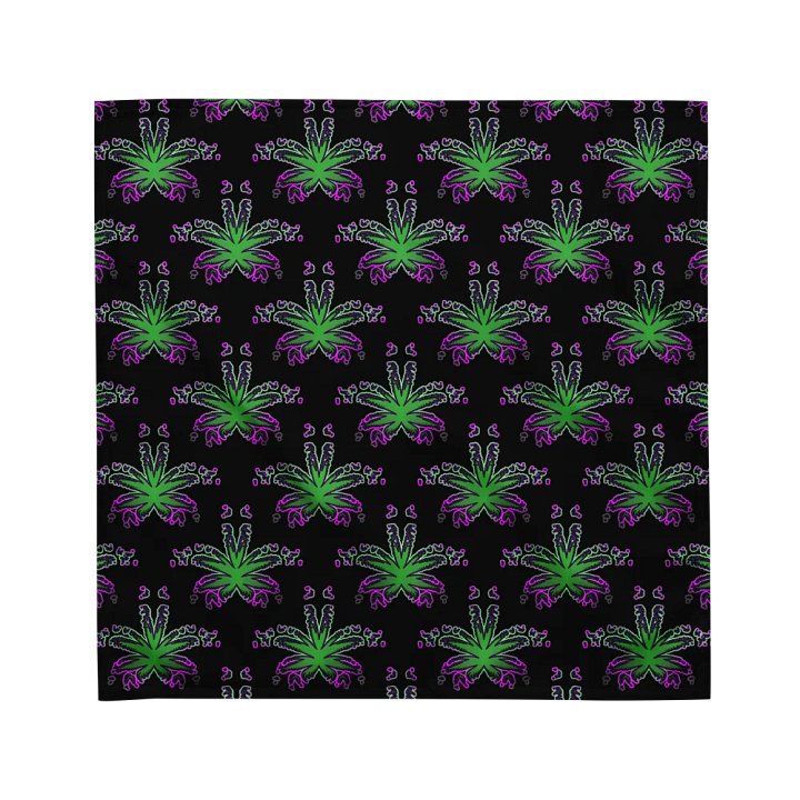 Purple Green Weed Leaf Art Bandana, Pot Leaf Pattern 420 Fashion Accessory product image (2)