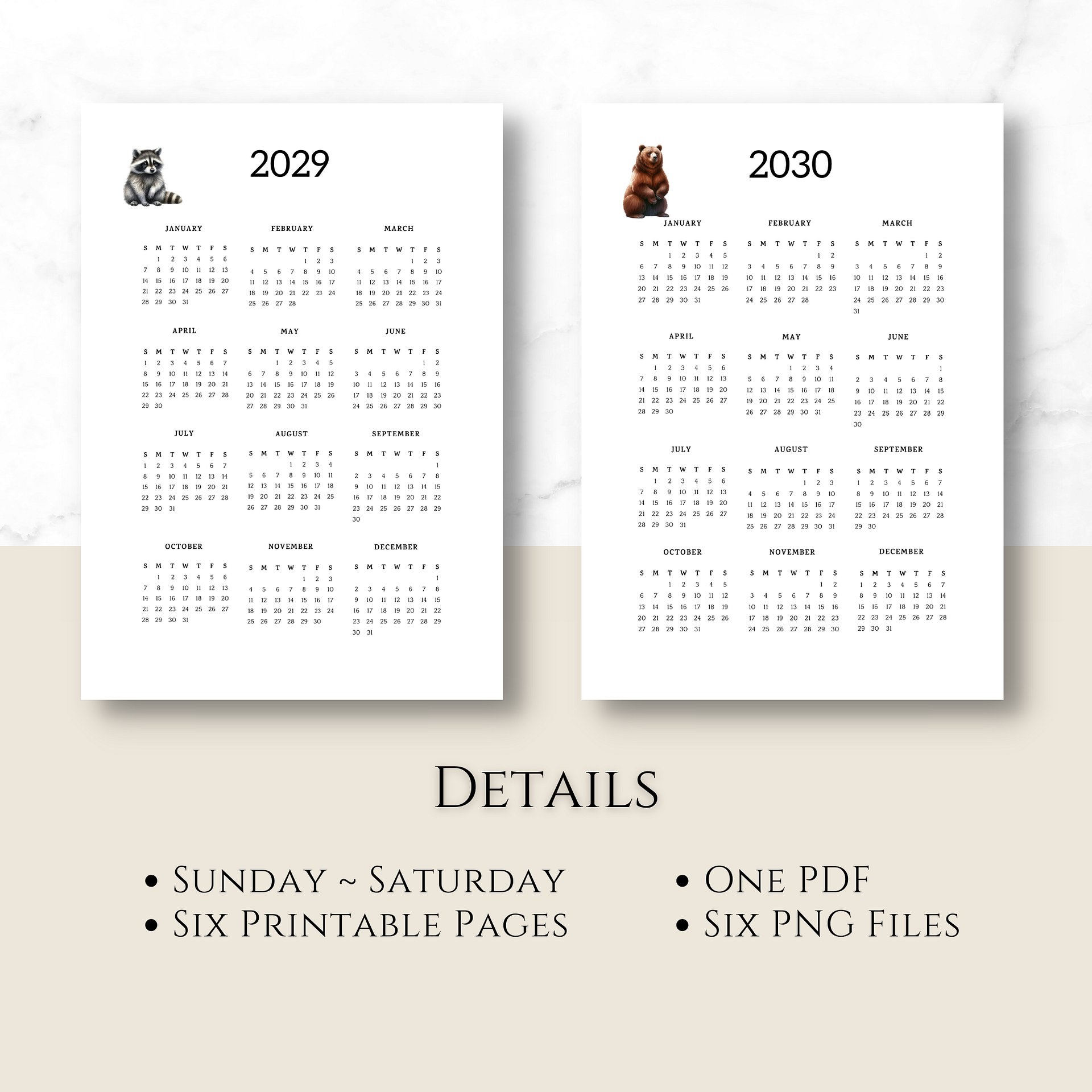 Six-year Printable Calendar Pages: Woodland Creatures product image (8)
