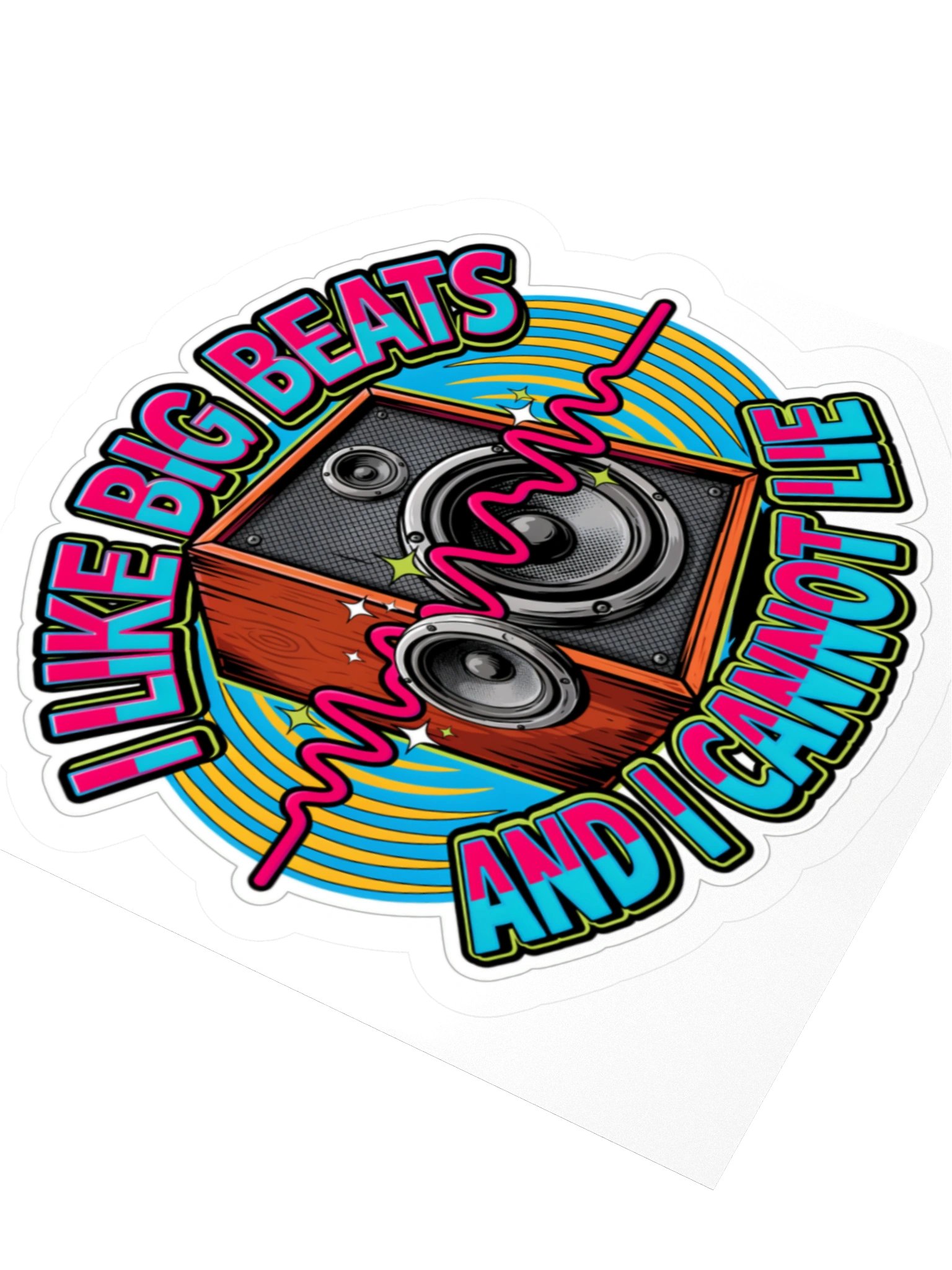 I Like Big Beats Retro Speaker Kiss Cut Sticker product image (8)