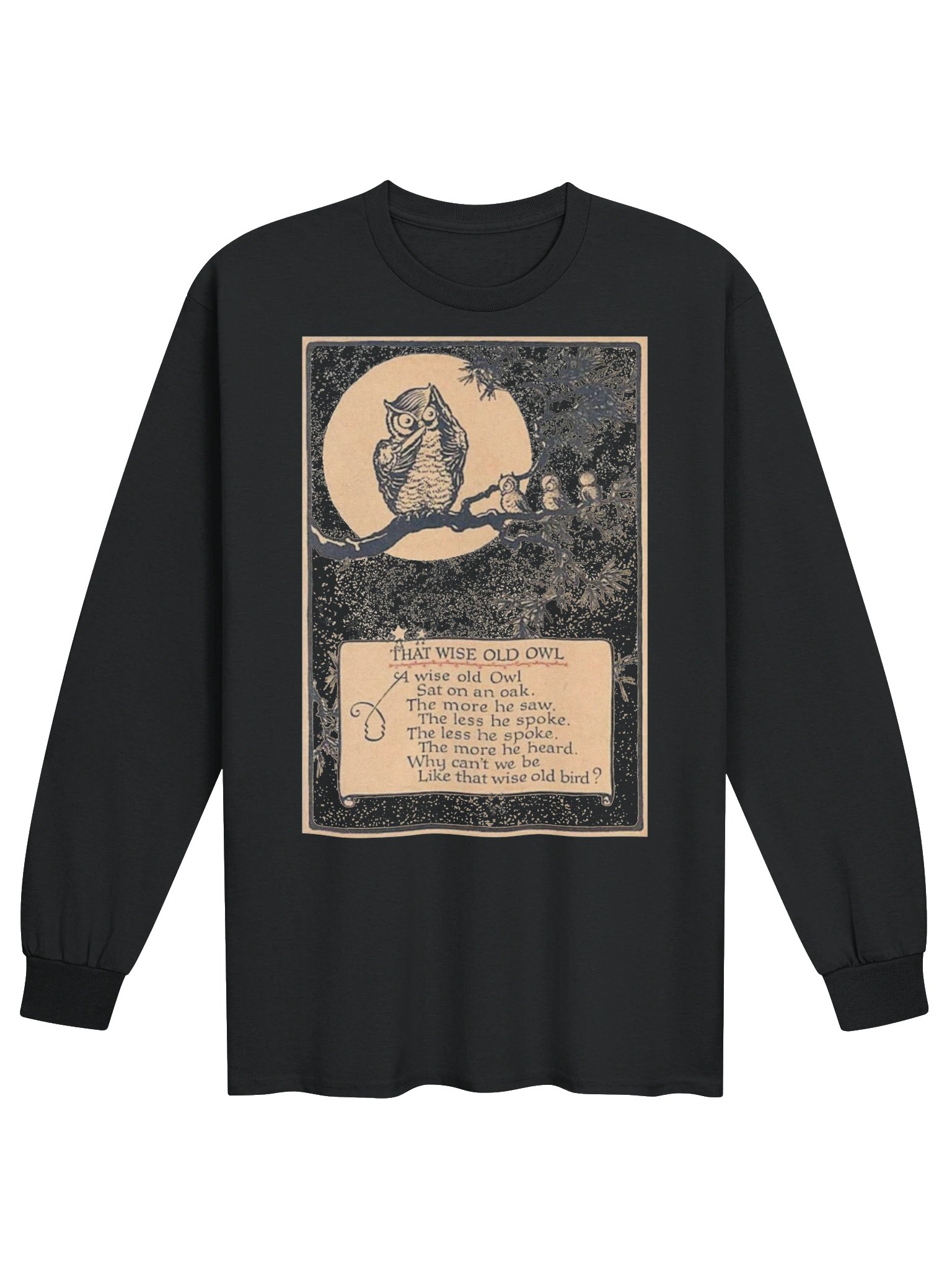 WISE OLD OWL Poem Unisex Cotton Long Sleeve T-Shirt product image (3)