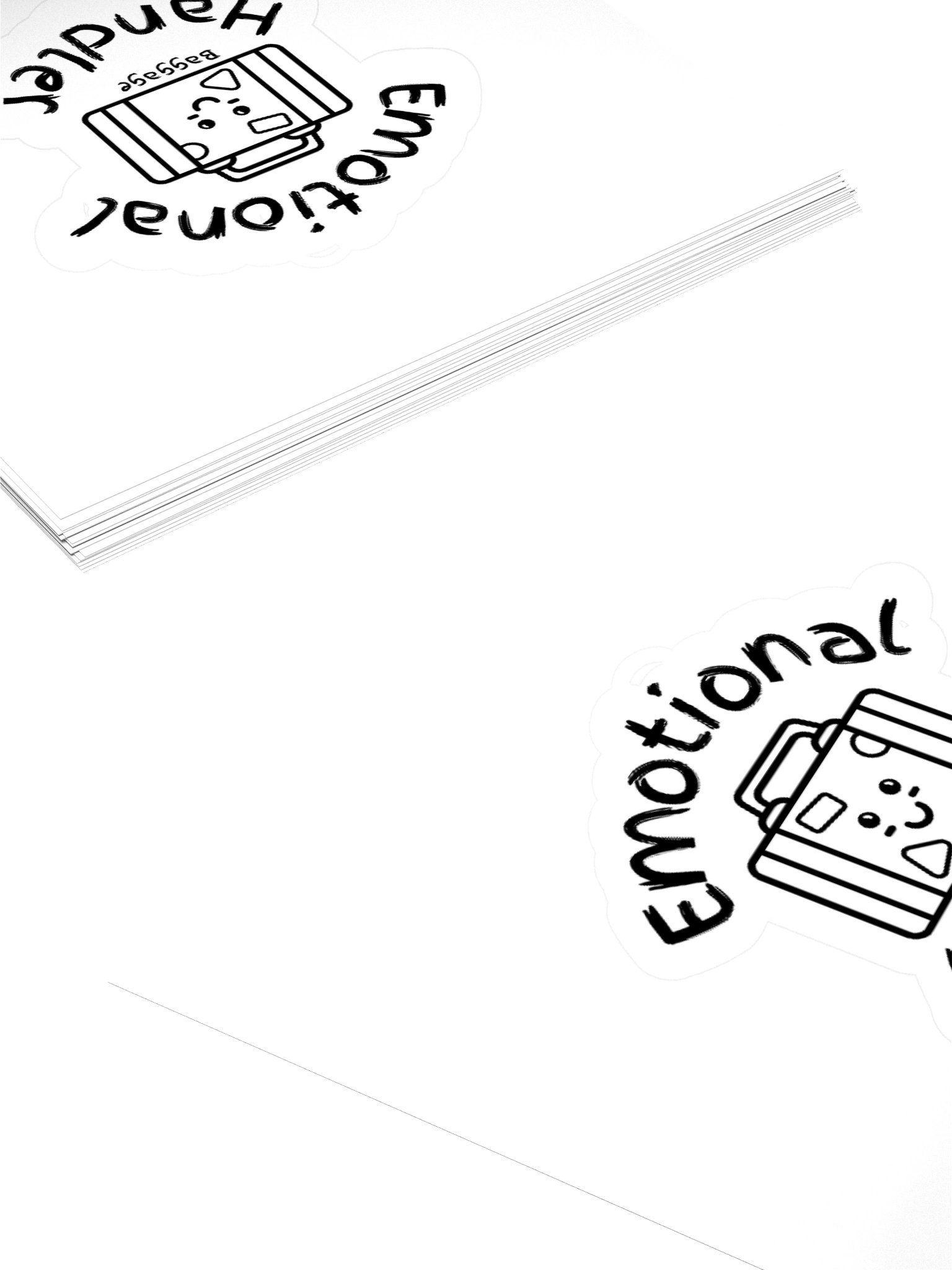 Emotional Baggage Handler Sticker With Smiling Baggage-Black and White product image (4)