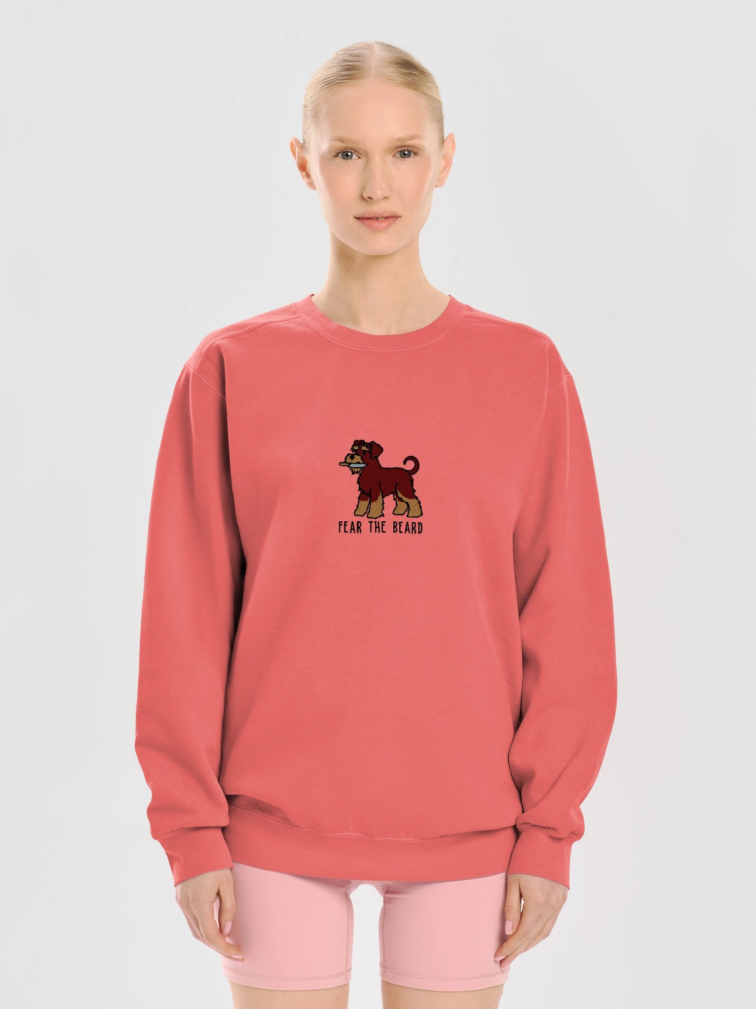 Fear the Beard Funny Chibi-Style Embroidered Premium Sweatshirt for Schnauzer(Liver) Owners product image (21)