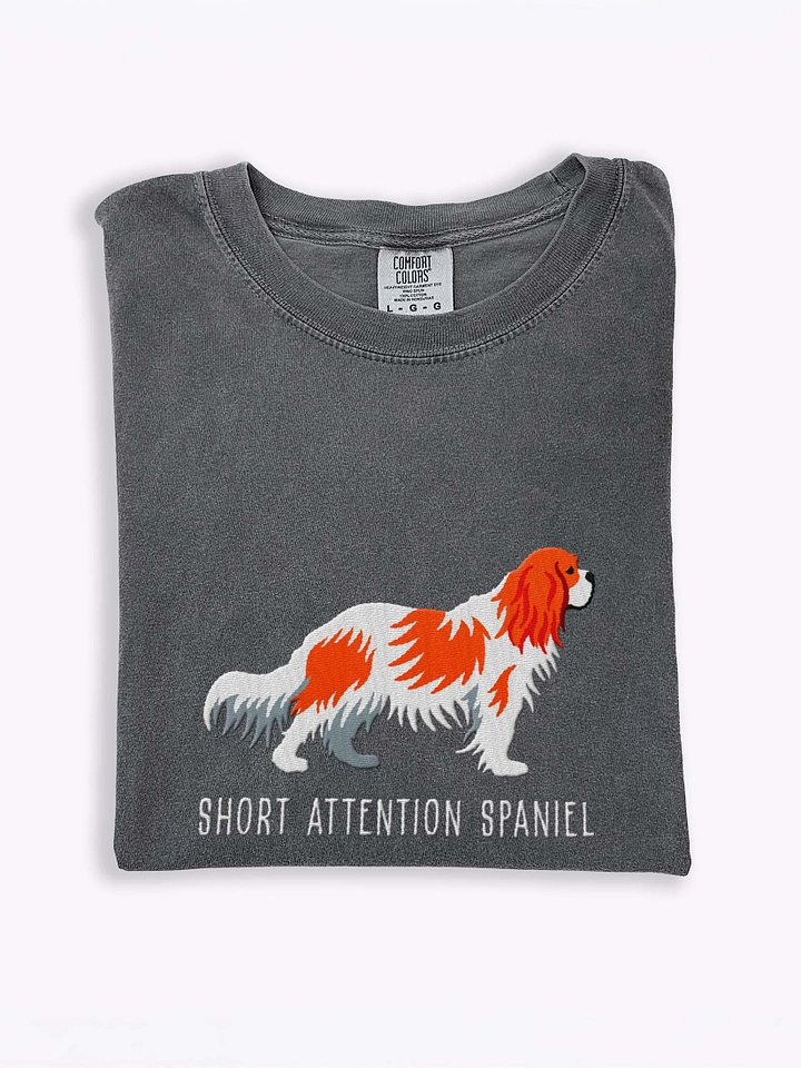 Short Attention Spaniel T-Shirt(Embroidered) of a Cavalier King Charles Spaniel(Blenheim) product image (2)