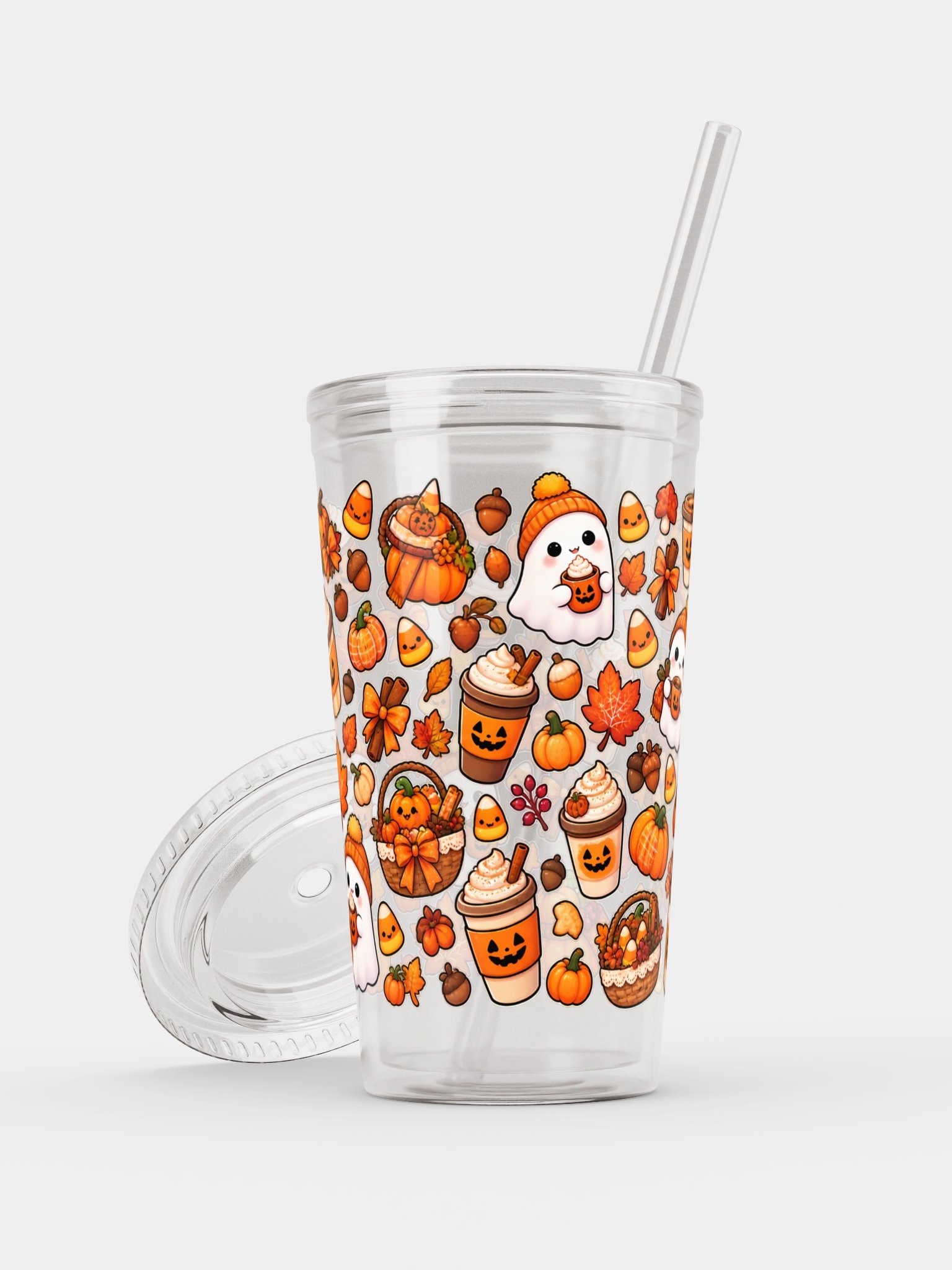 Cozy Autumn Halloween Clear Dual Wall Tumbler 16 Oz (473 ml) product image (7)
