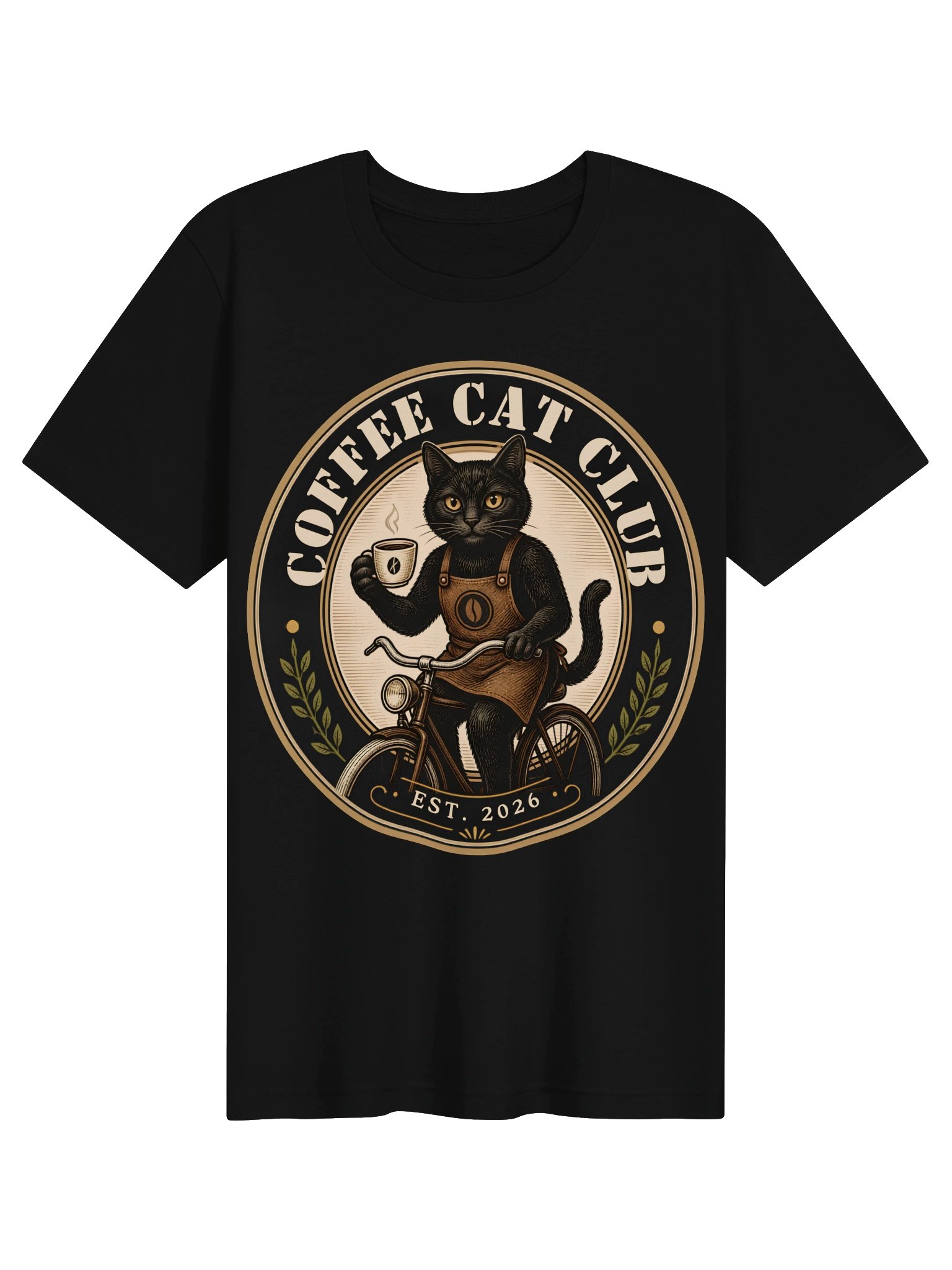 Vintage Black Cat Coffee T-Shirt | Retro Cat Cafe Shirt | Coffee Lover Gift | Cozy Coffee Club Tee | Cute Cat Graphic Shirt product image (2)