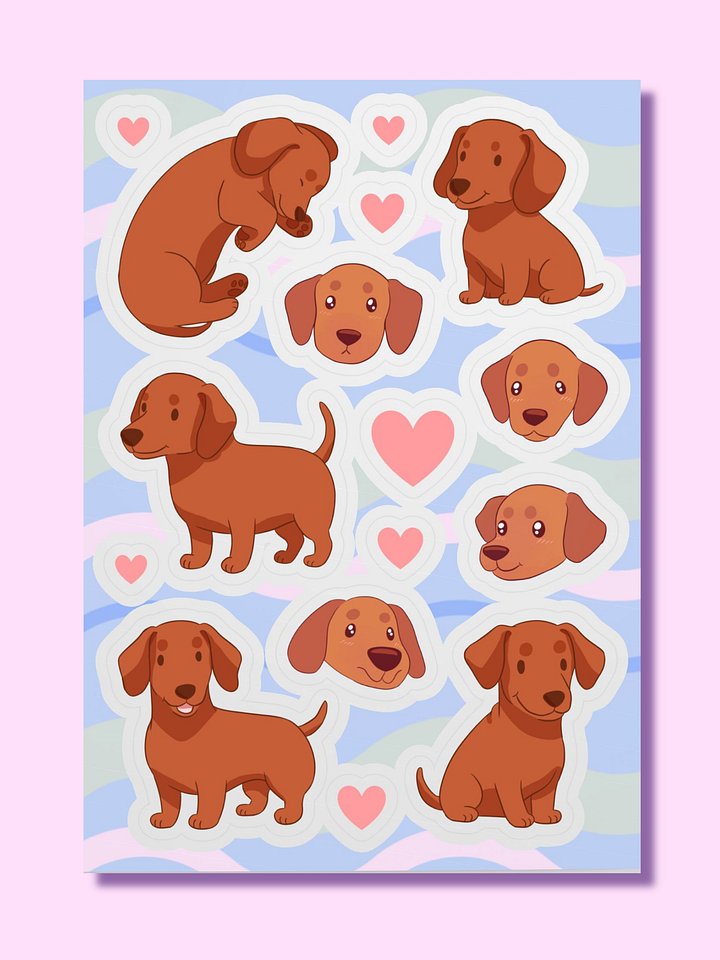 Whimsical Dachshund Delight Sticker Sheet product image (1)