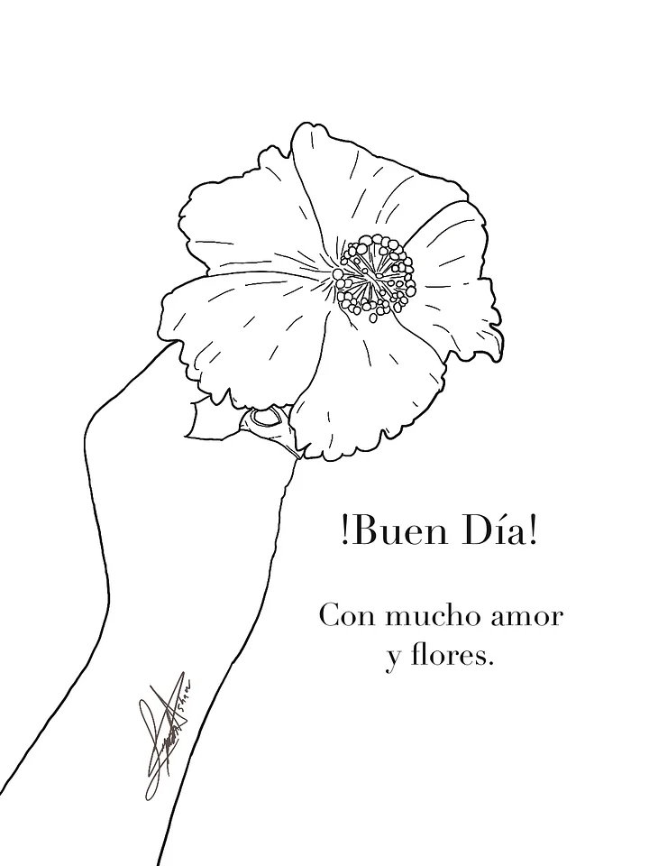 FREE Coloring Page; “Buen Día, Con Mucho Amor y Flores” product image (1)
