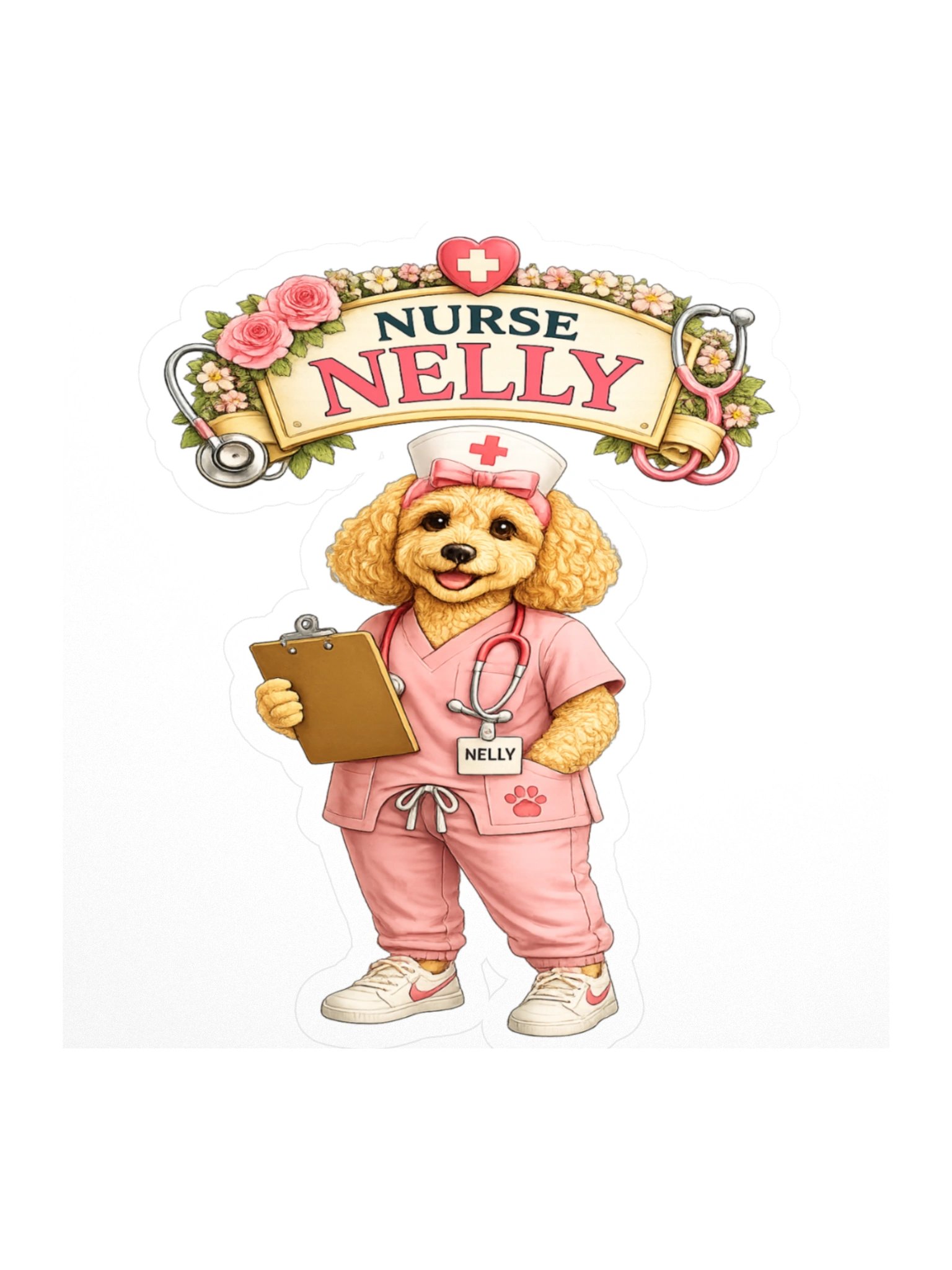 Nurse Nelly Dog Kiss Cut Sticker product image (1)