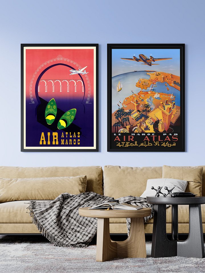 Morocco, Air Atlas, 1951 (Very Rare poster, Enhanced) — retro travel poster, vintage travel print product image (2)