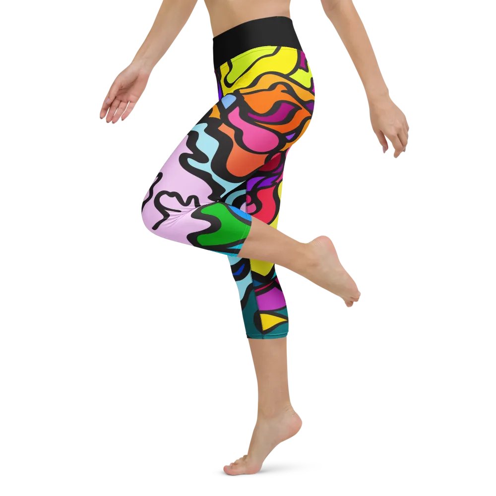 Vibrant Swirl All-Over Yoga Capri Leggings - Wave at Sunset product image (5)