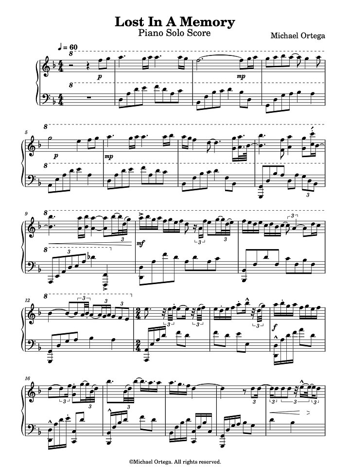 Lost in A Memory (Digital Score Download) product image (1)