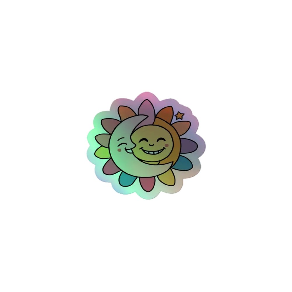 Enchanting Sun & Moon Holographic Sticker | Premium Kiss-Cut Vinyl product image (1)