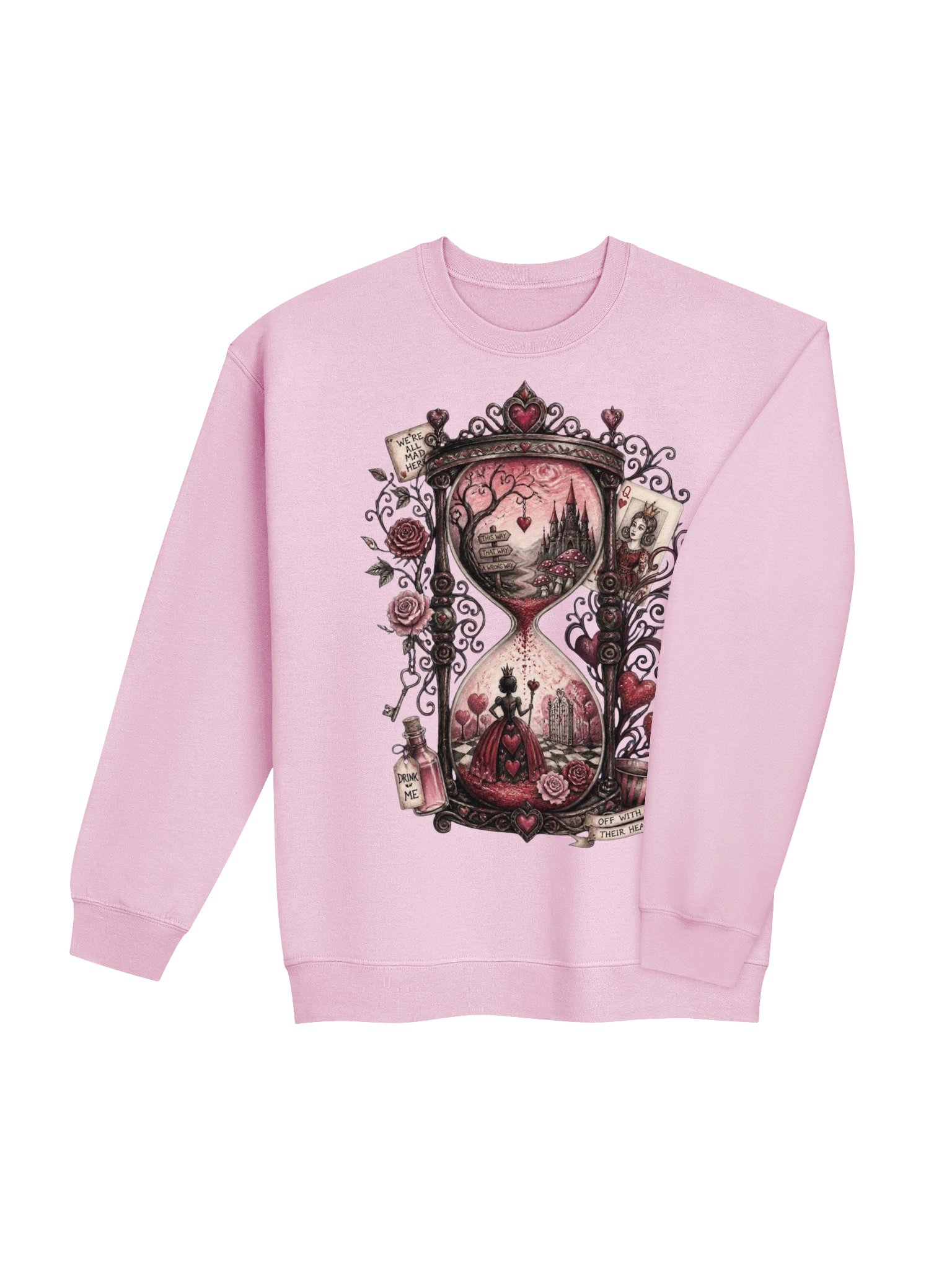 Wonderland Queen of Hearts Sweatshirt, Surreal Whimsigoth Hourglass Graphic product image (5)