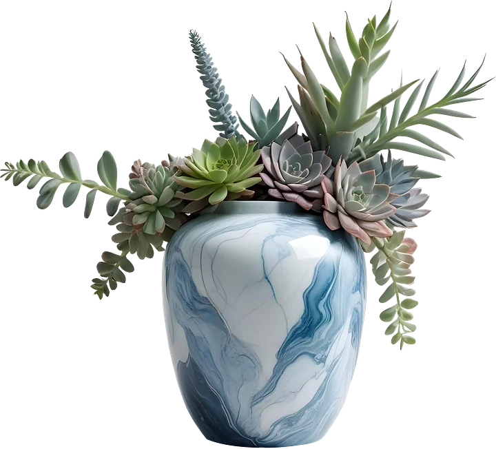 Collection: Marble Eternal – Coastal Succulent Vase PNG product image (1)