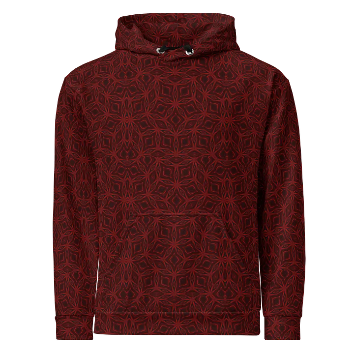 Crimson Pulse Grid – Dark Red Geometric Pattern Unisex Hoodie product image (1)