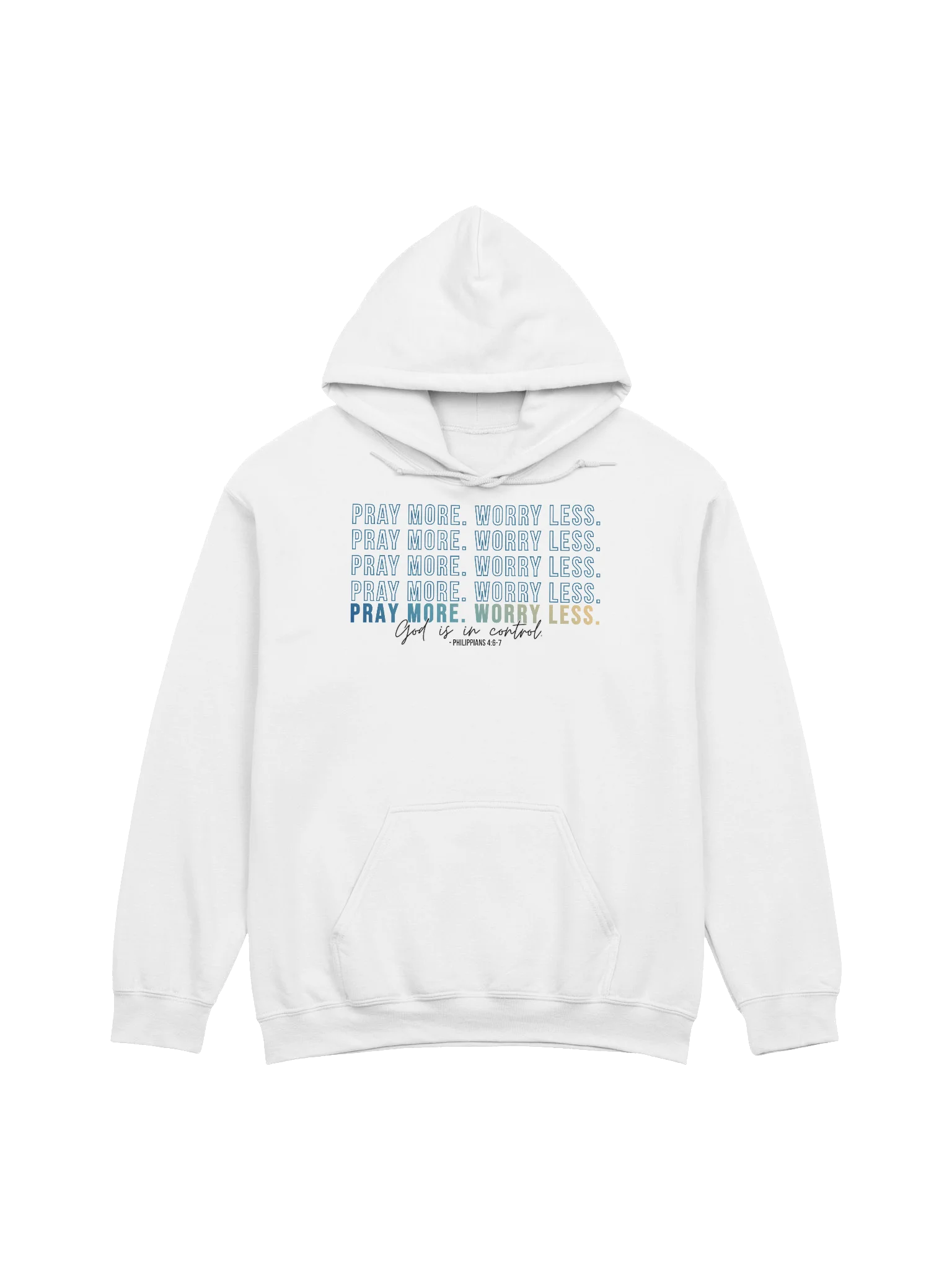 Pray More Worry Less 2.0 Hoodie - Unisex - Teal Gradient - Light Colors product image (2)