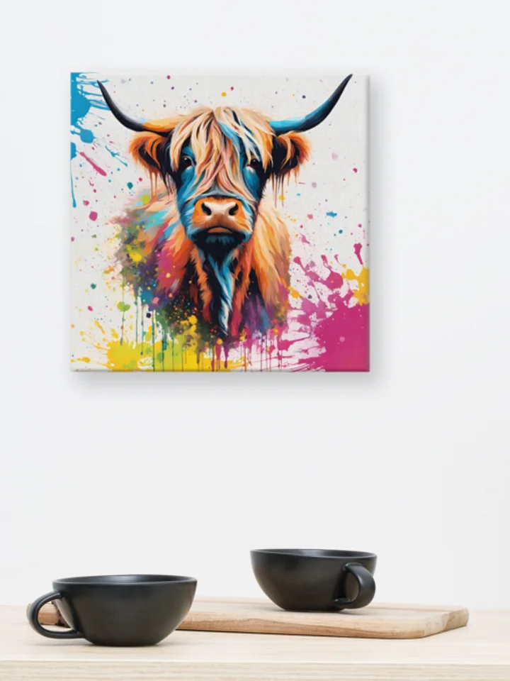 Multi Coloured Paint Splash Highland Cow Wall Art product image (2)