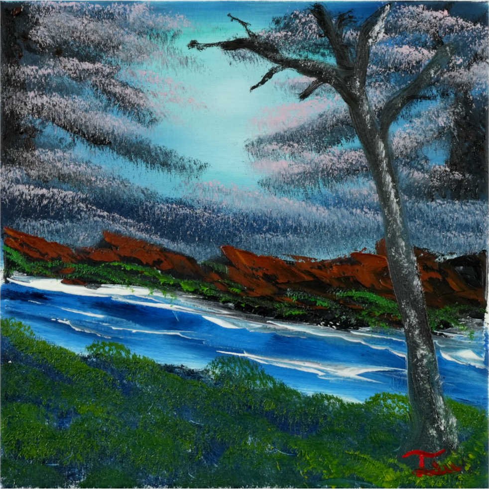 The Blossoming River (Original) 12x12 Canvas product image (1)