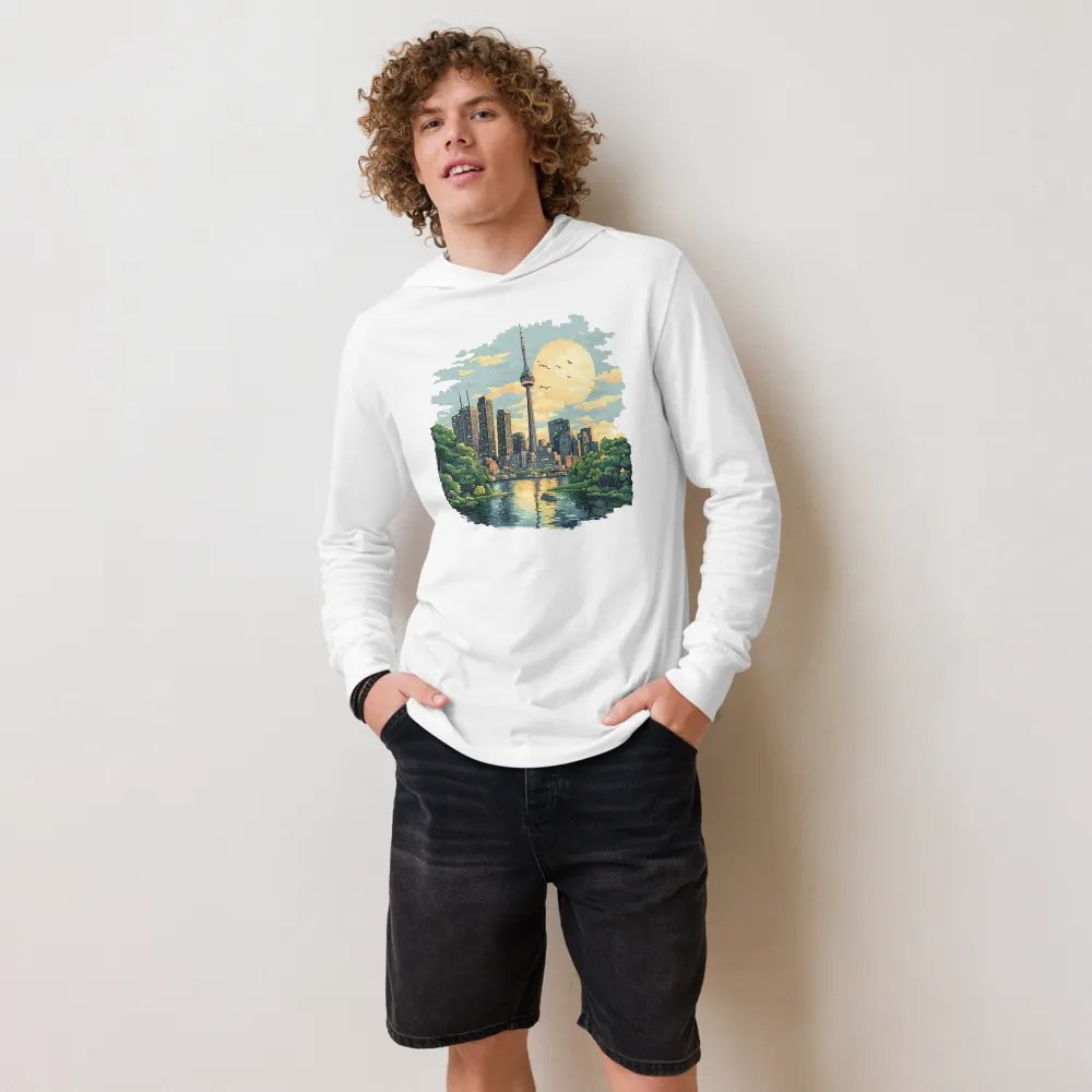 Toronto Vibes Unisex Hooded Tee – CN Tower Sunset product image (4)