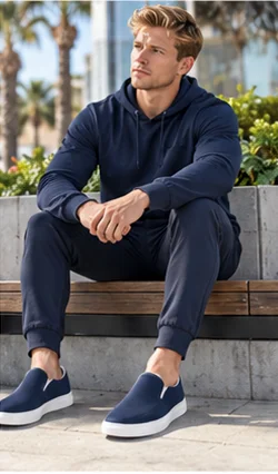 Mens His House Canvas Slip Ons - Navy by His House