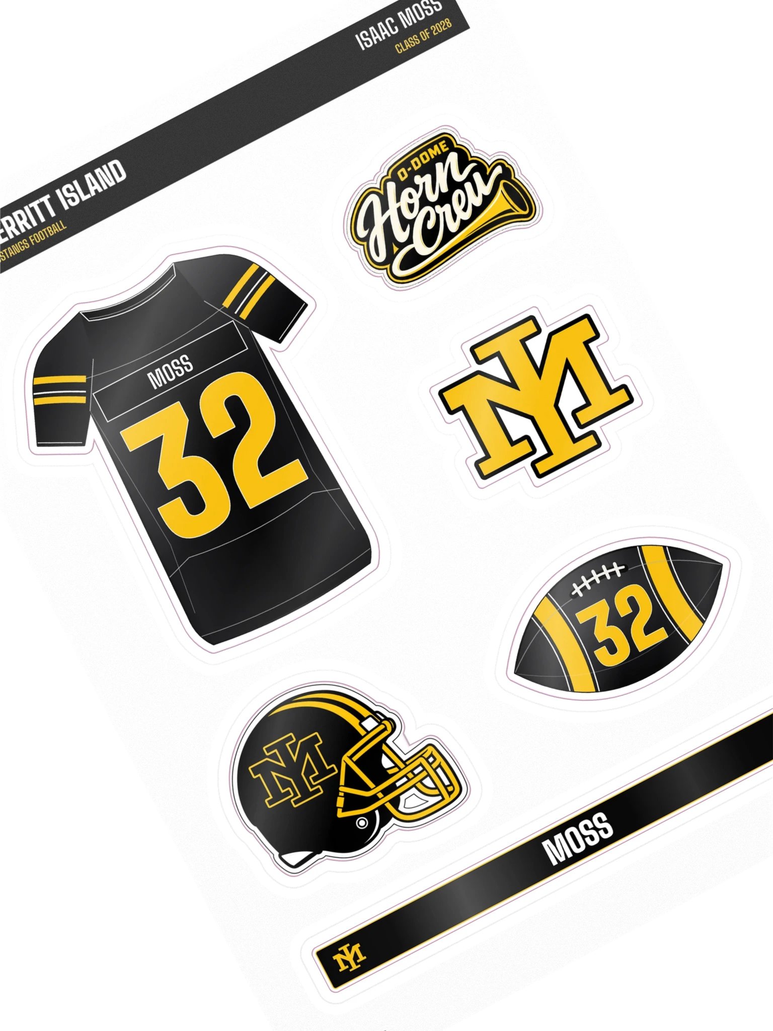 Isaac Moss #32 — Mustangs Sticker Sheet product image (1)