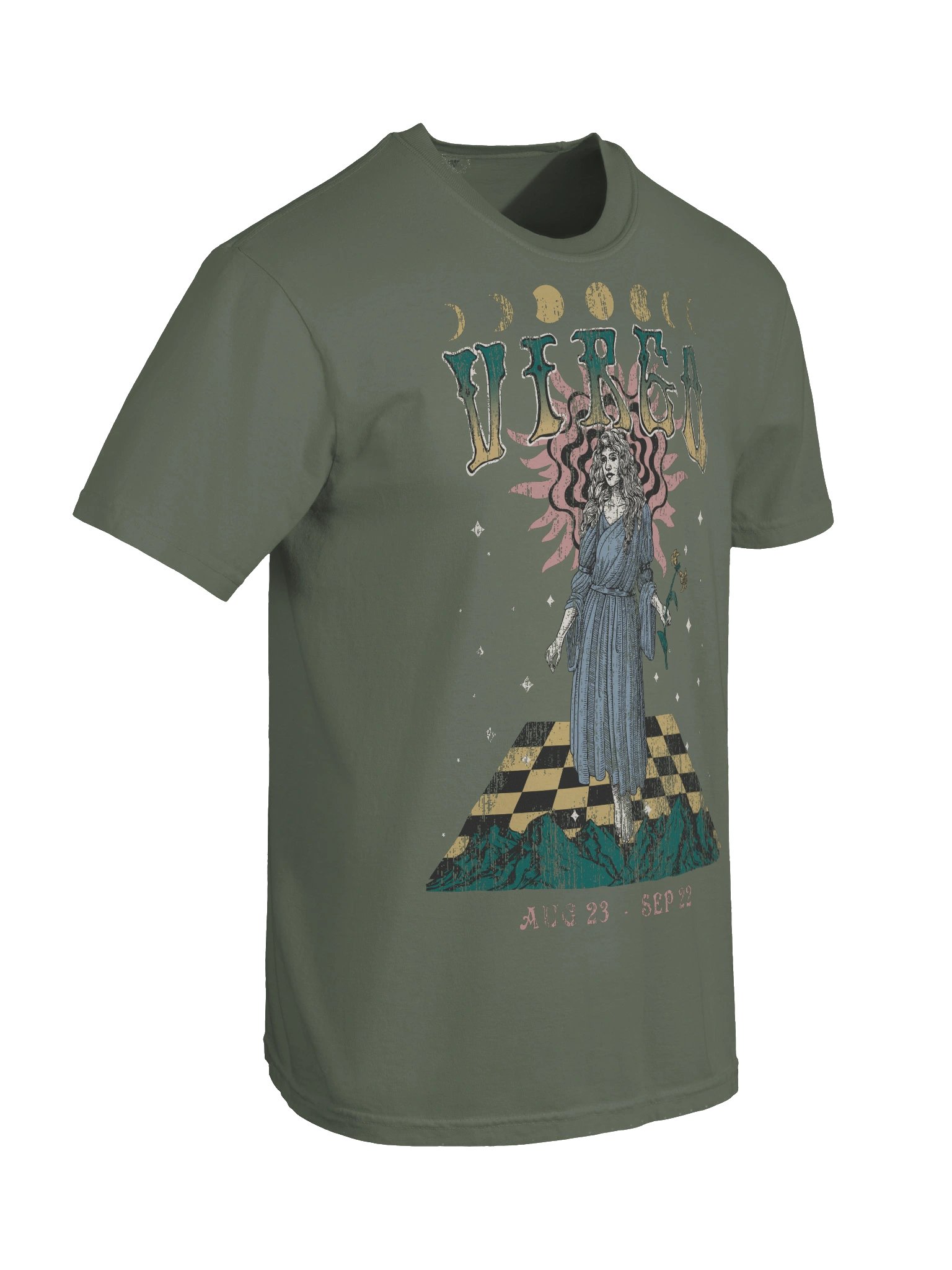 Virgo Zodiac Shirt – Vintage Maiden Astrology Graphic Tee (Aug 23 – Sep 22) Celestial Horoscope Design product image (87)