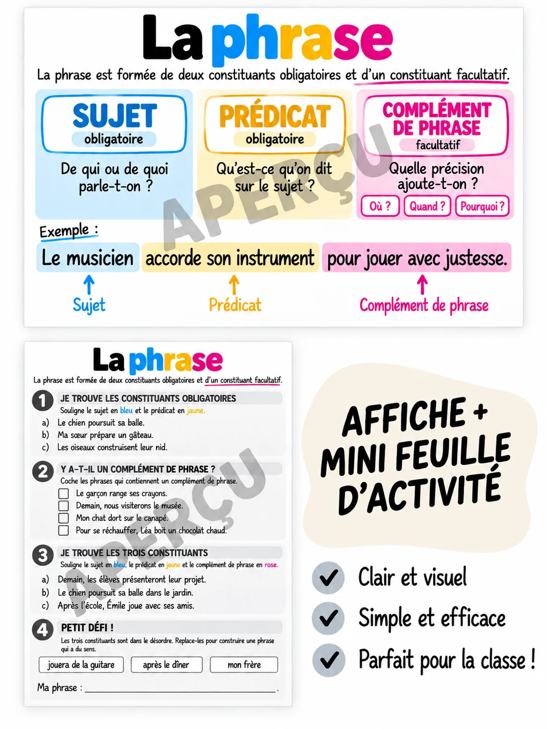 La phrase – Affiche + mini feuille d’activité product image (1)