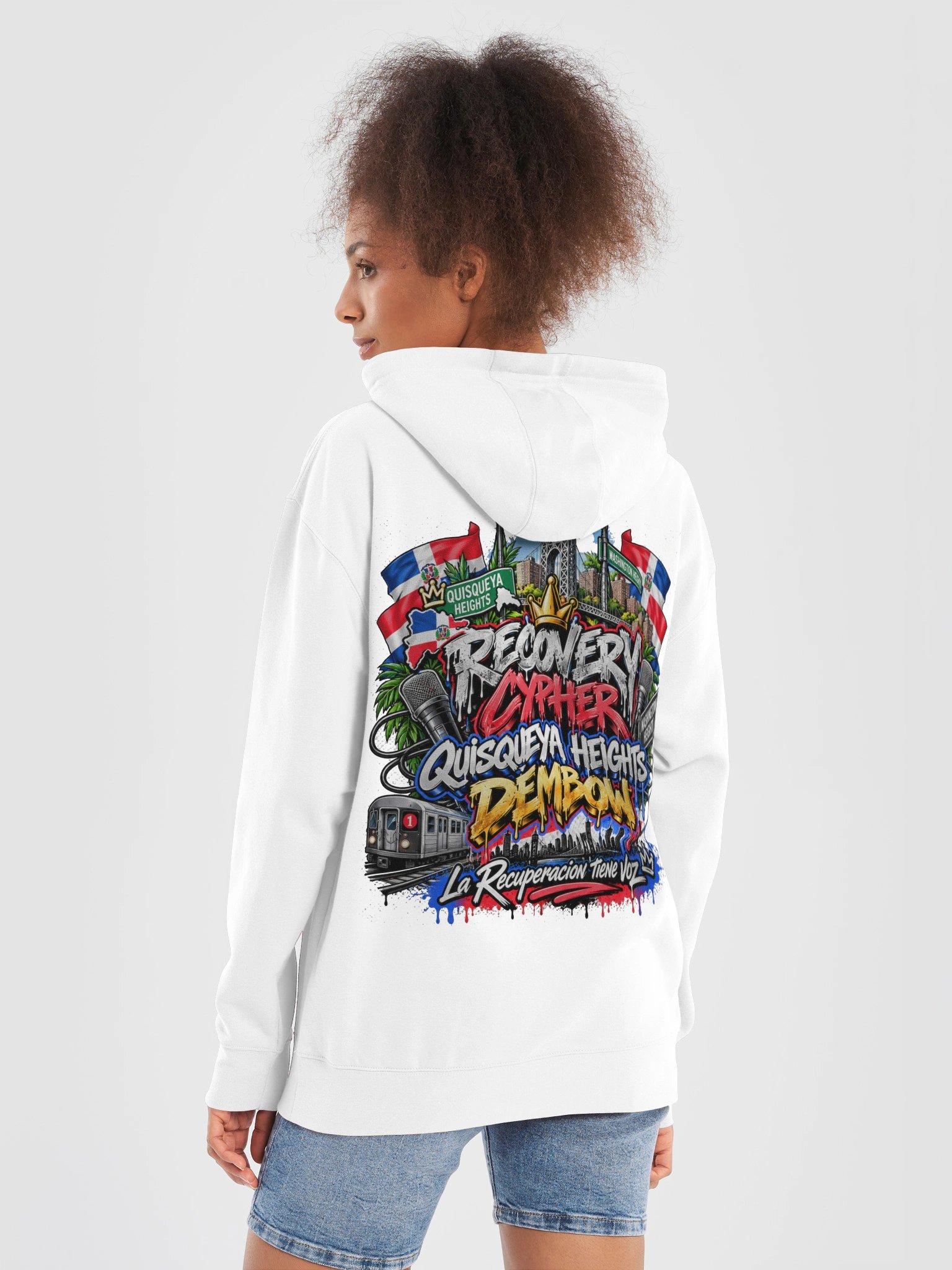 Recovery Cypher™ — Dominican Pride White Hoodie product image (6)