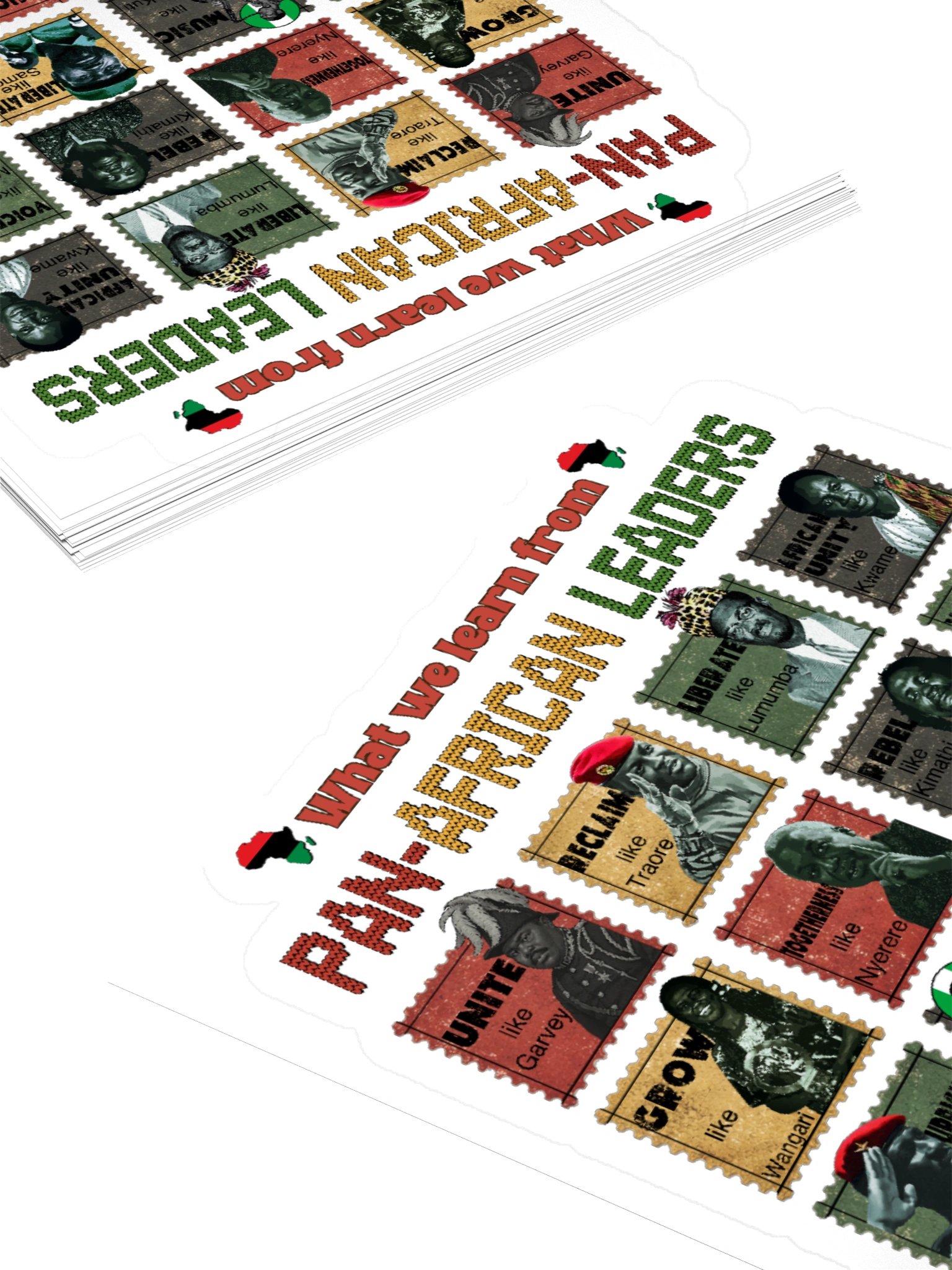 Pan-African Leaders Vintage Stamp Sticker | Vinyl Kiss Cut product image (10)