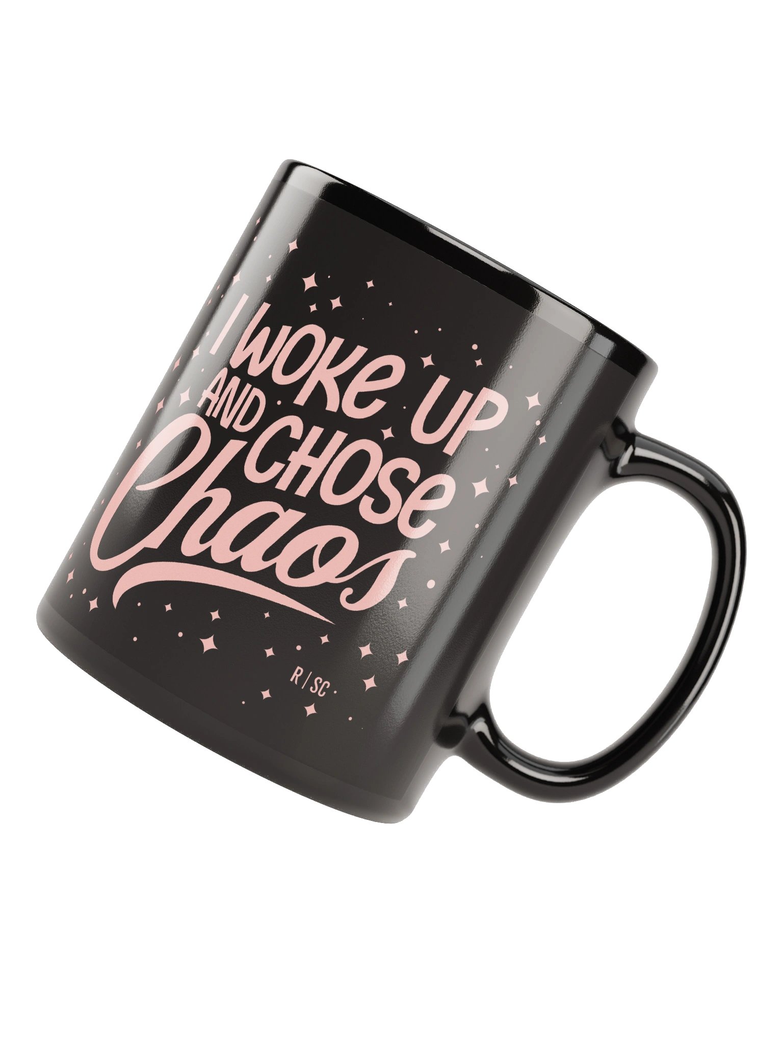 Woke Up and Chose Chaos Black Mug (Pink) product image (12)