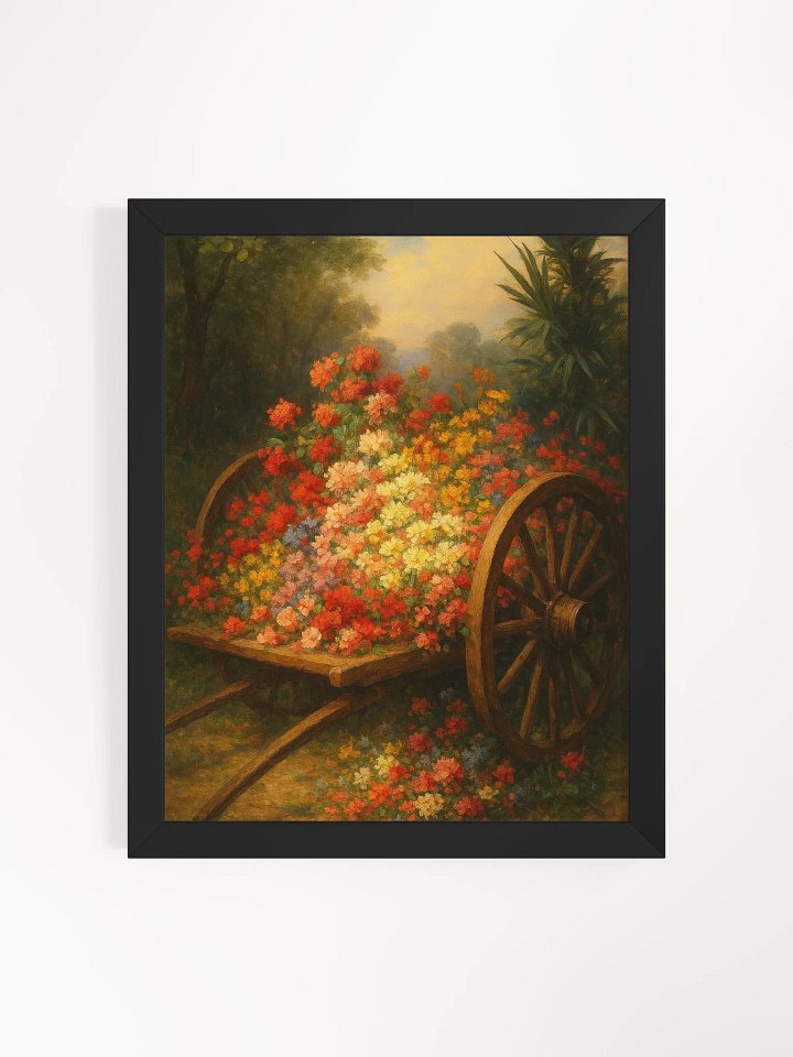 Rustic Floral Cart Wall Art – Romantic Oil Painting Style Wildflower Garden Print product image (3)