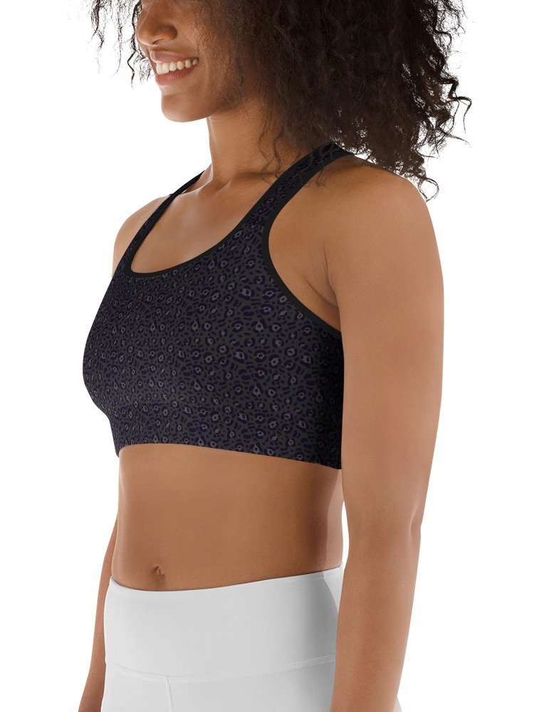 Comfortable Sports Bra Bold Black Leopard Print product image (9)