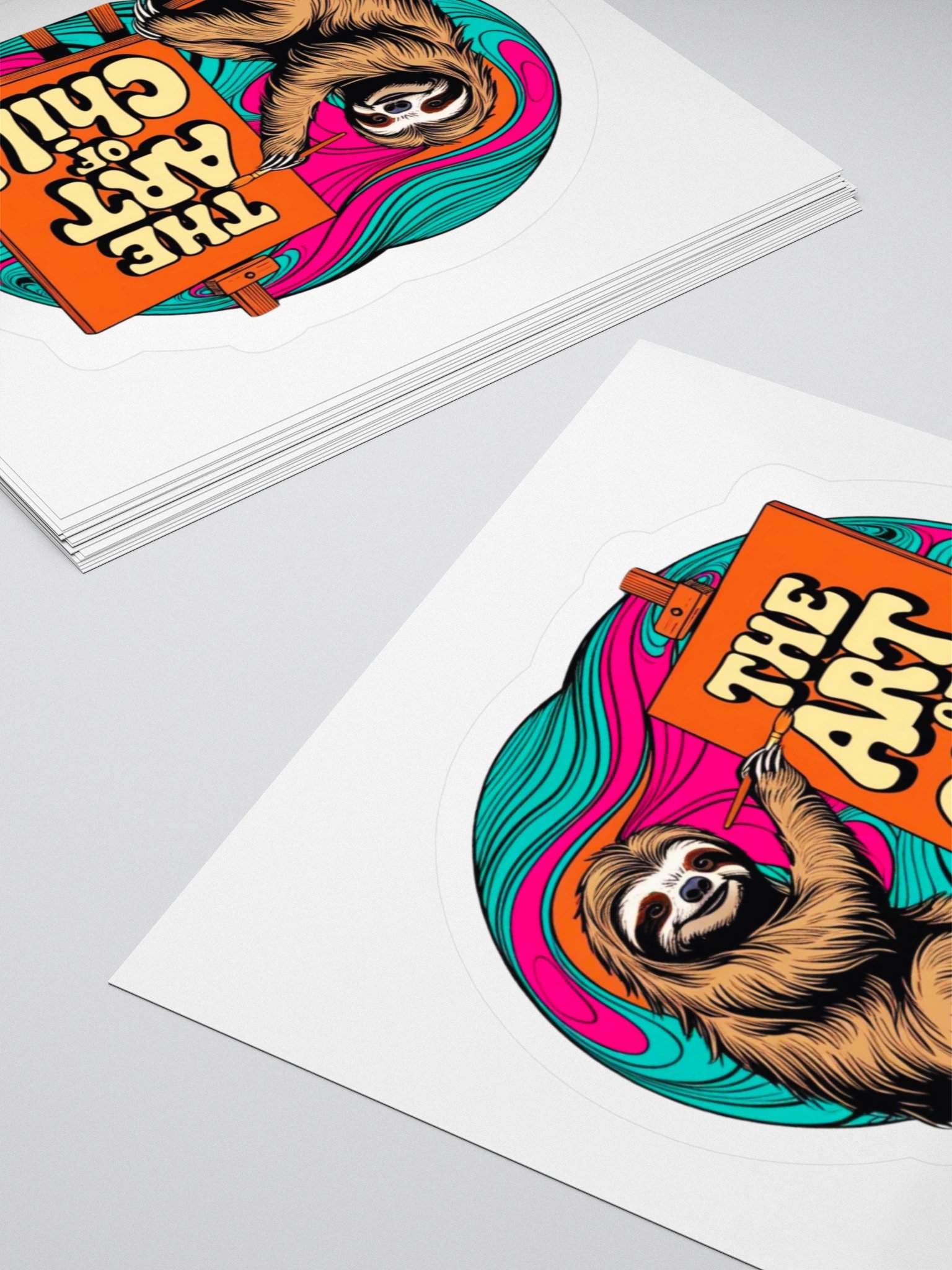 Chill sloth painter Kiss Cut Stickers product image (10)