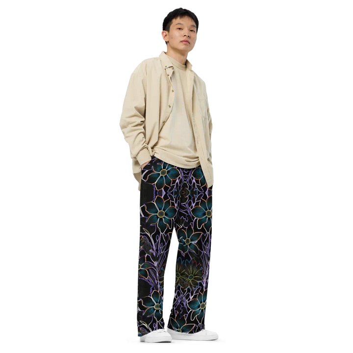 Trippy Dark Florals/All-Over Print Unisex Wide-Leg Pants by Sublicolor product image (1)