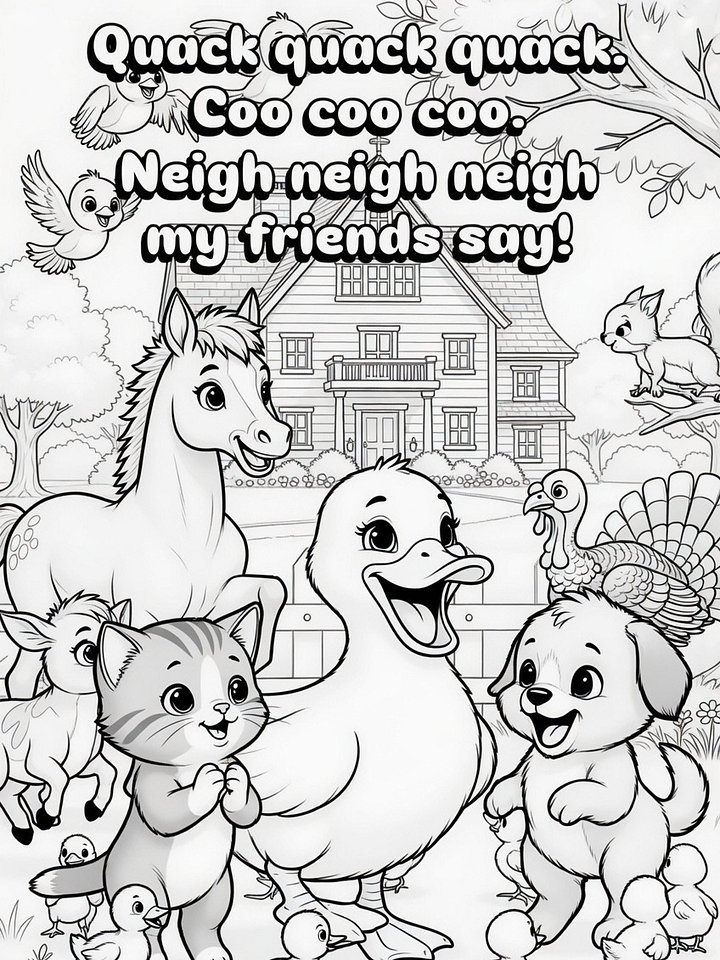 Sing A Rhyme Time Nursery Rhyme Farm Animal Coloring Pages Bundle l 30 Printable PDF Digital Download with Sing Along Lyrics for Kids Ages 3+ product image (2)