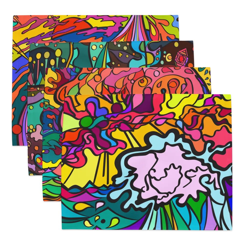 Vibrant Gallery Placemat Set – Wave at Sunset product image (1)