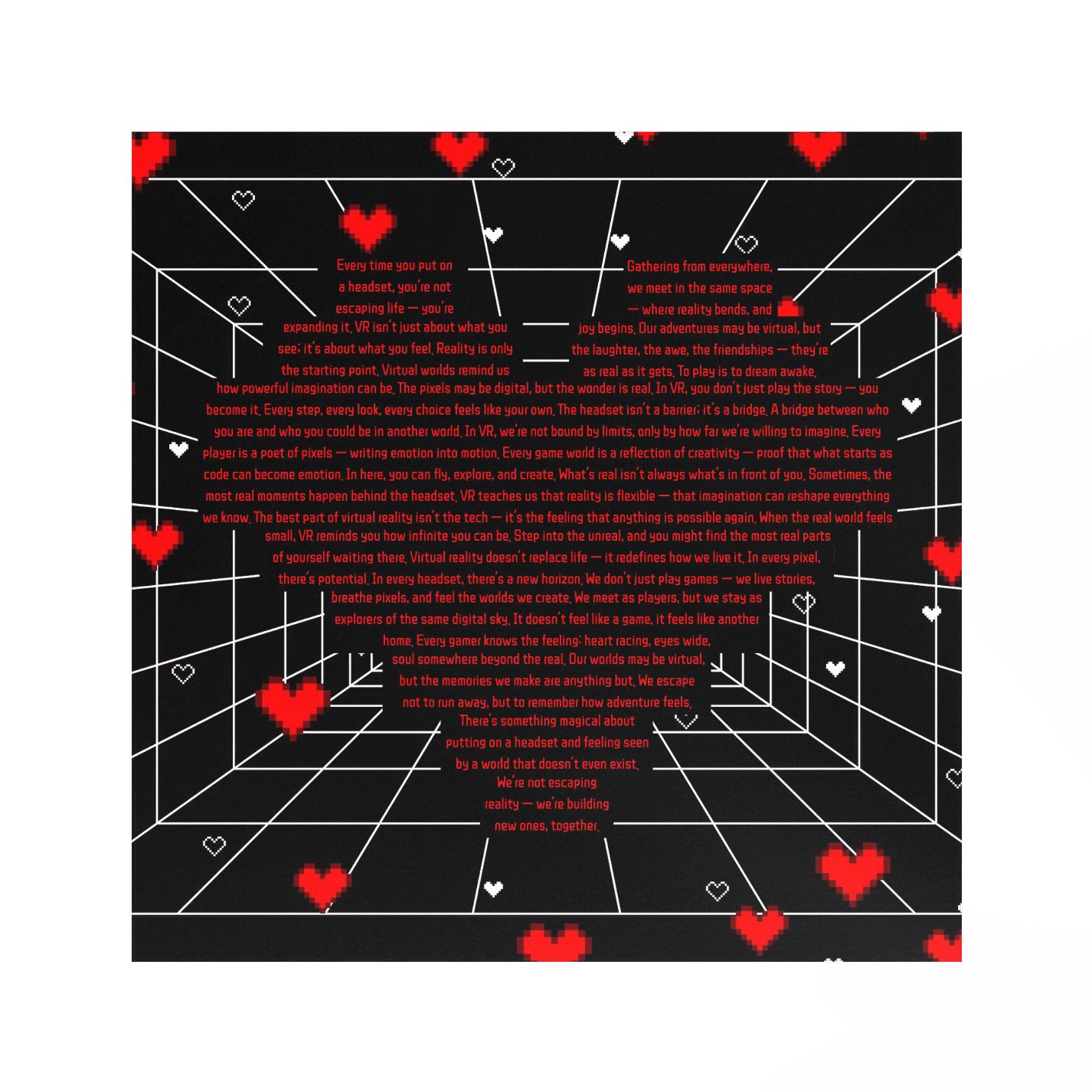 Deep Love VR Pixel Heart Nostalgic Poster Print product image (1)