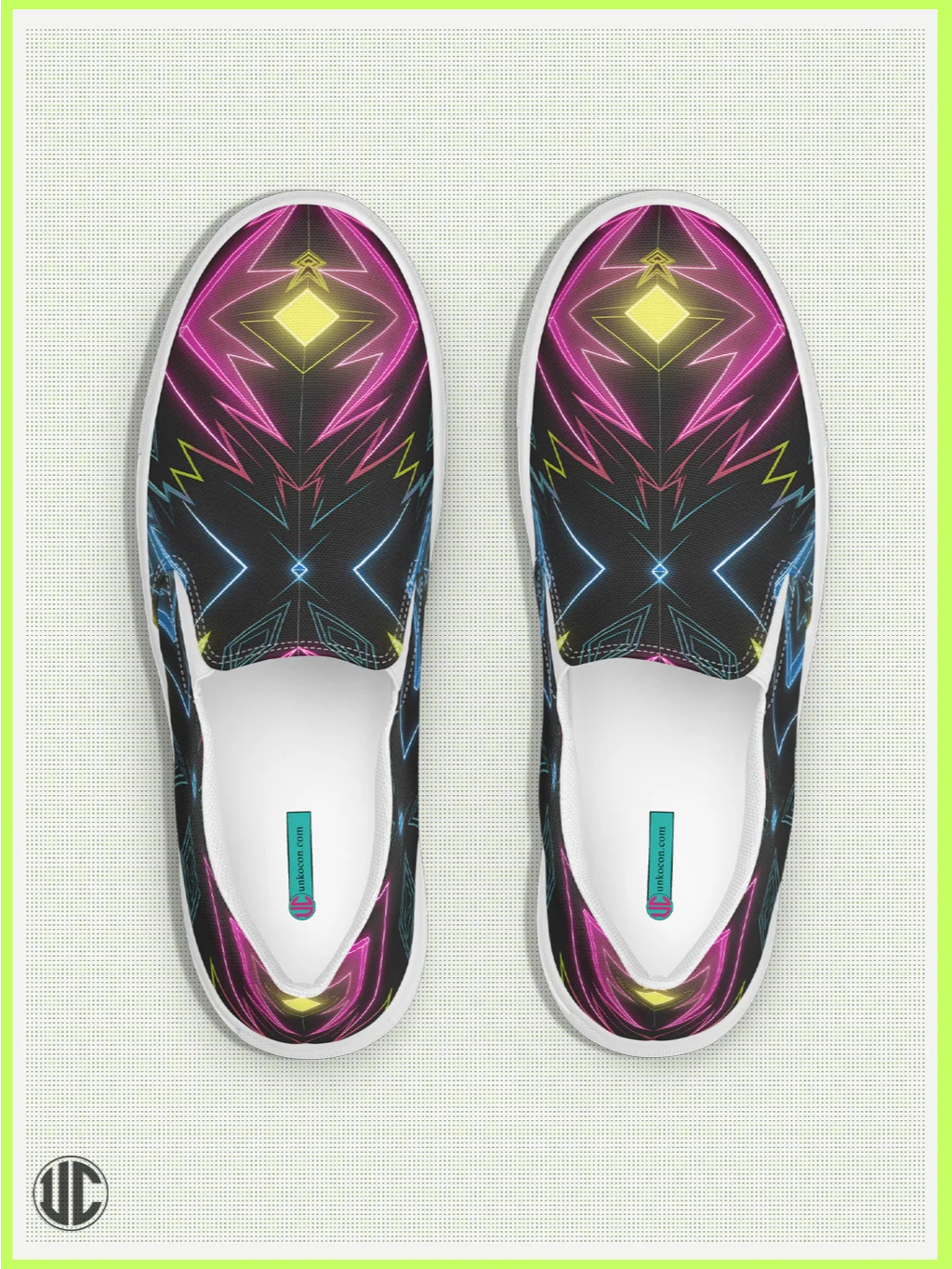 UnkoCon – Neon Kaleidoscope Women’s Slip-On Shoes product image (1)